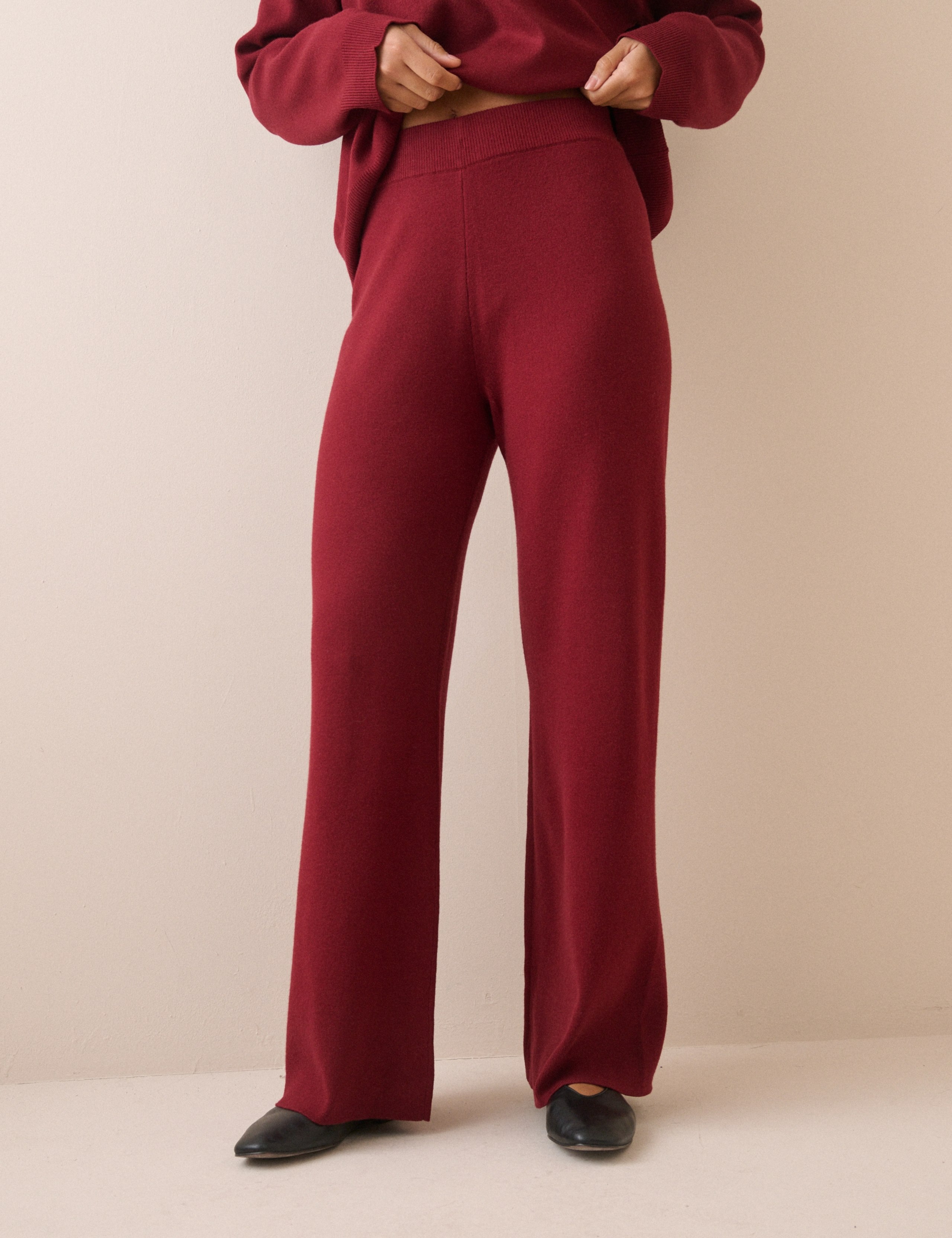 Compact Fine Gauge Wide Leg Lounge Trousers