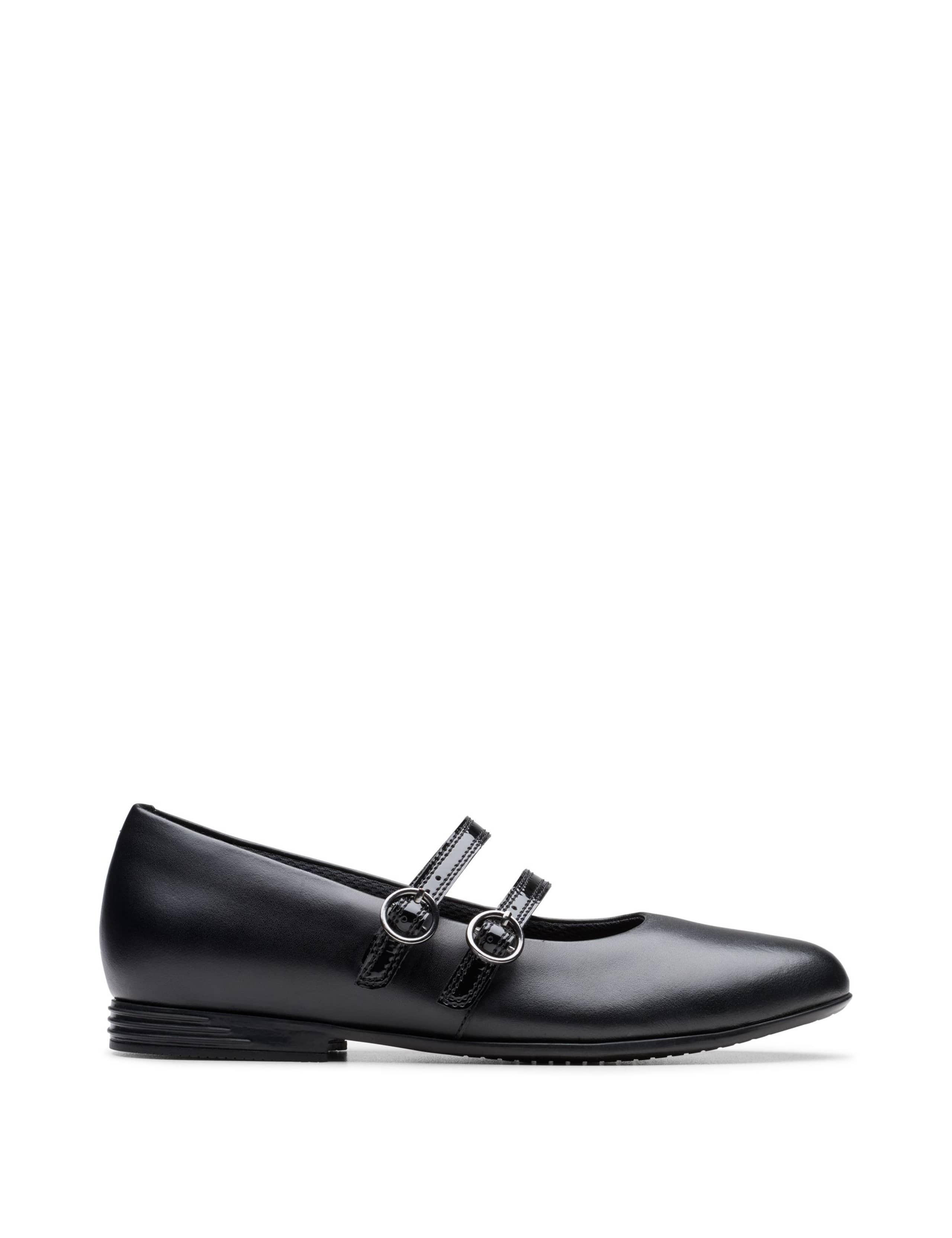 Black Leather School Shoes (3½ Large-7 Large)