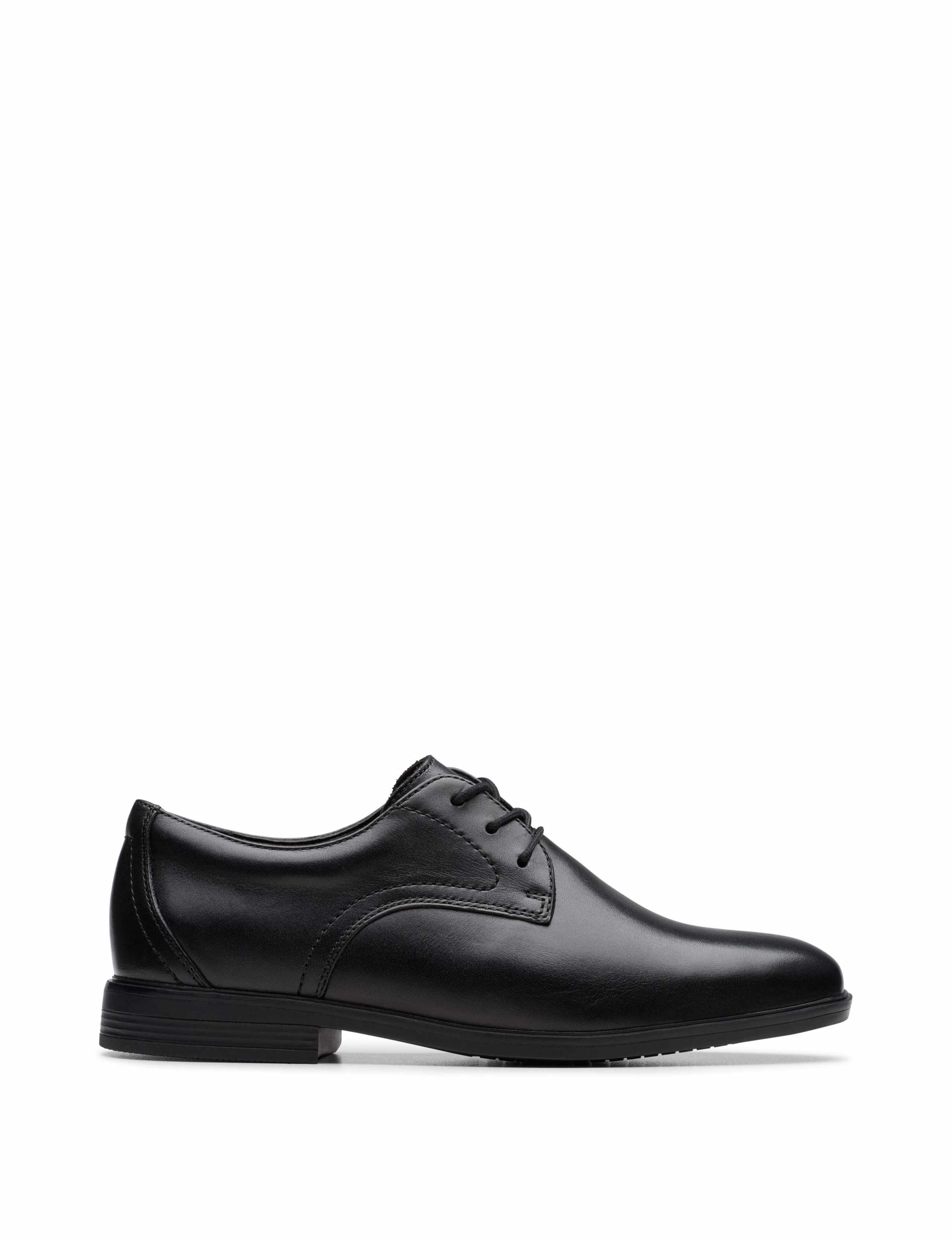 Black Leather Lace Up School Shoes (3 Large-10 Large)