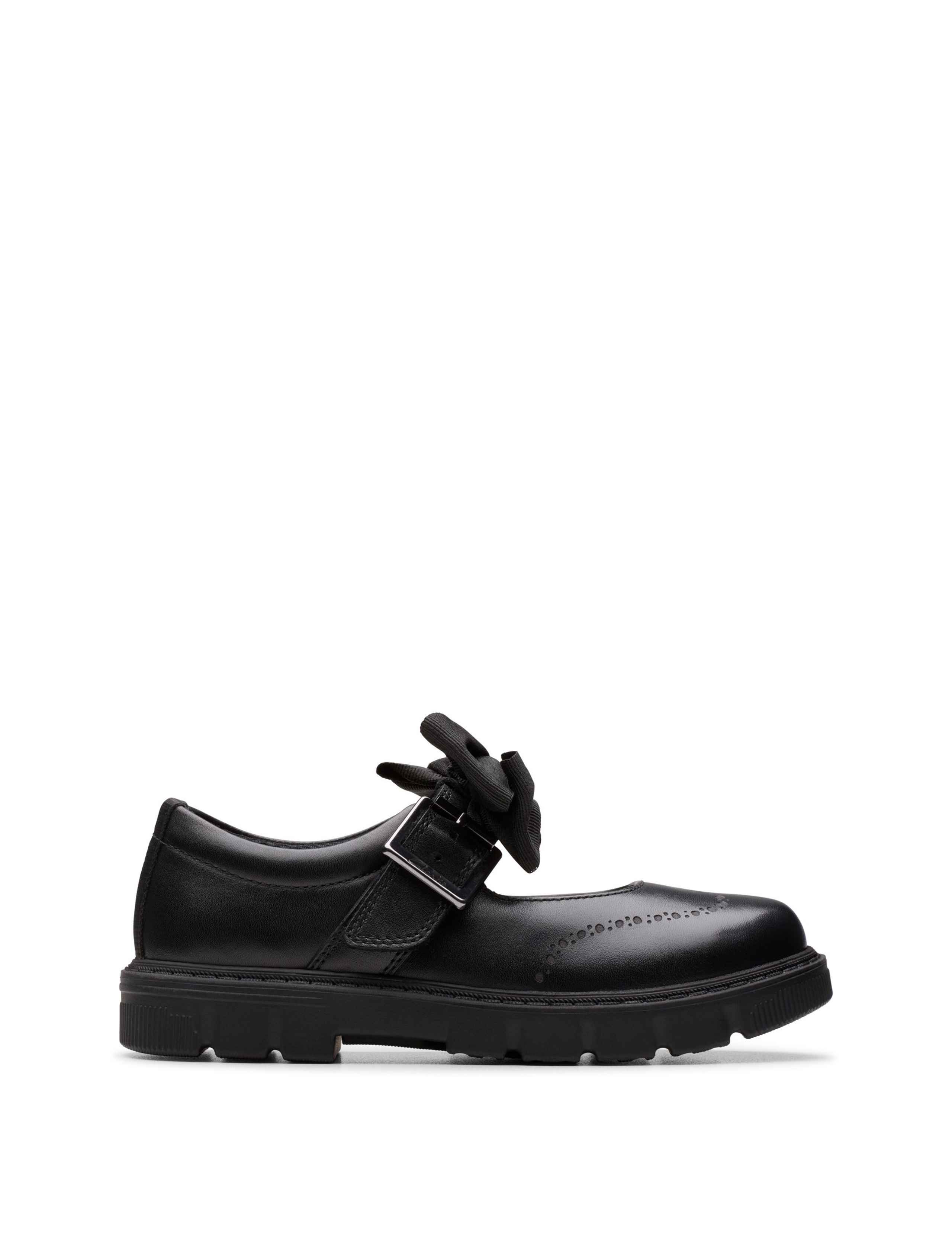 Leather Bow School Shoes (10 Small-2½ Large)