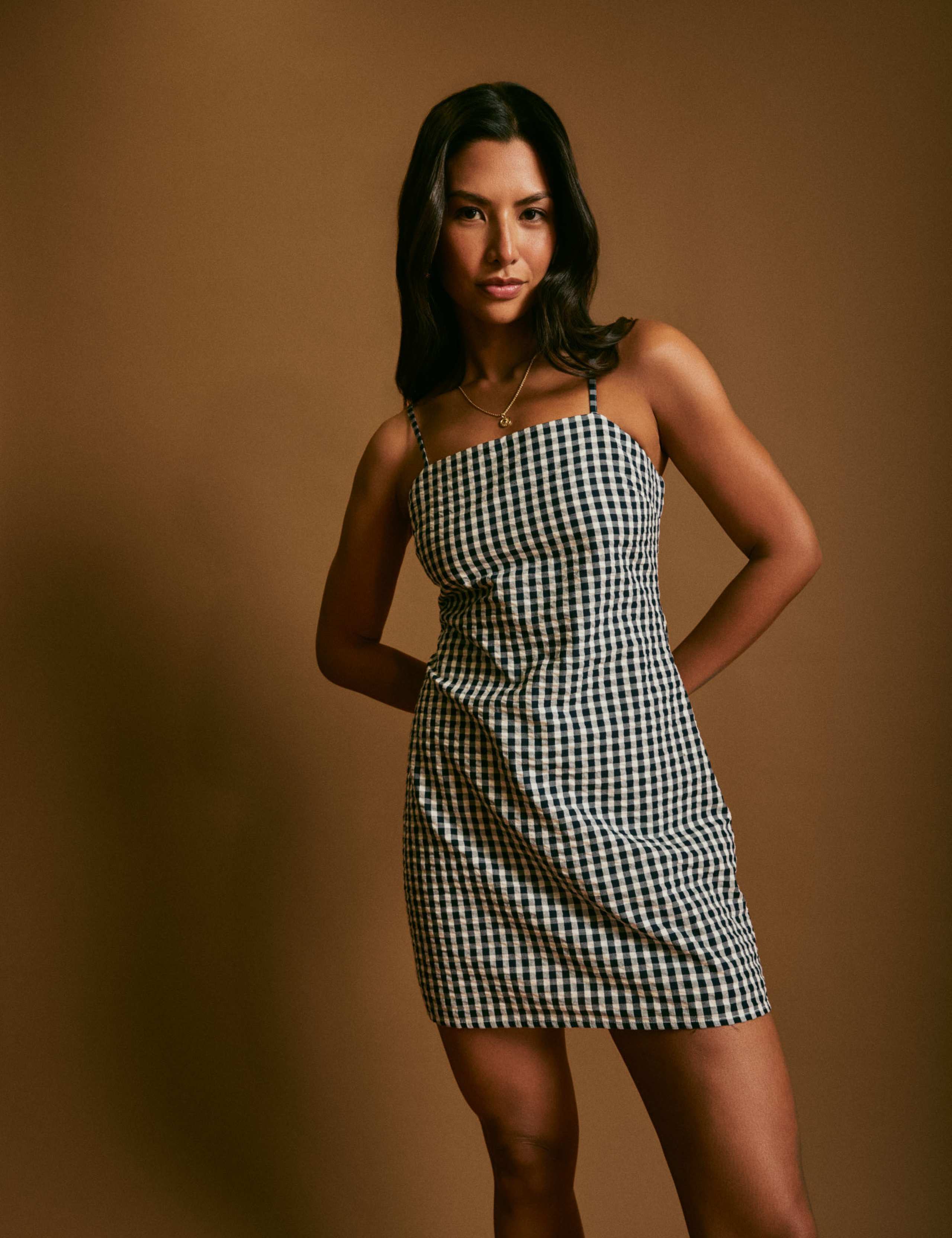 Cotton Rich Checked Mini Shift Dress