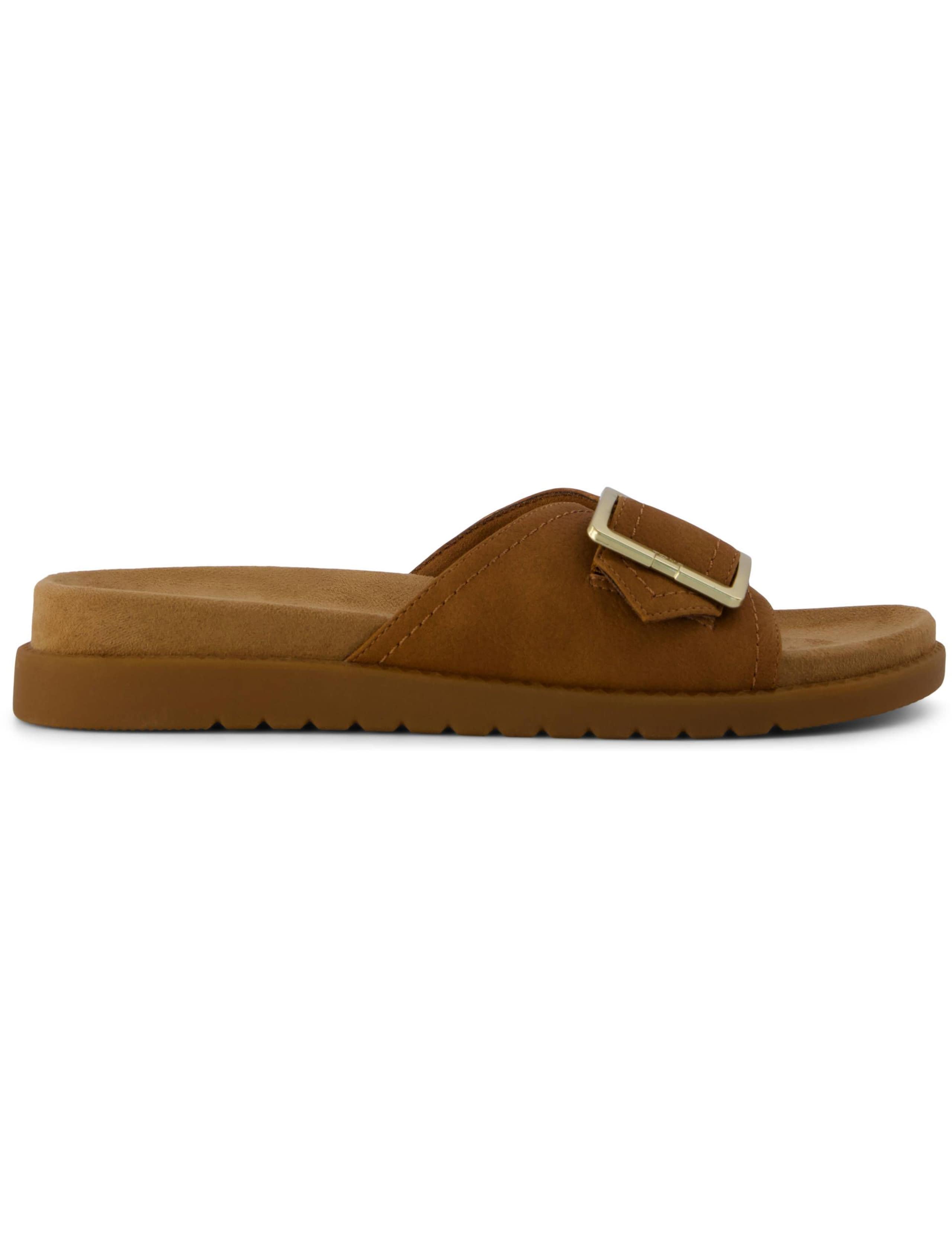 Buckle Flatform Footbed Sliders