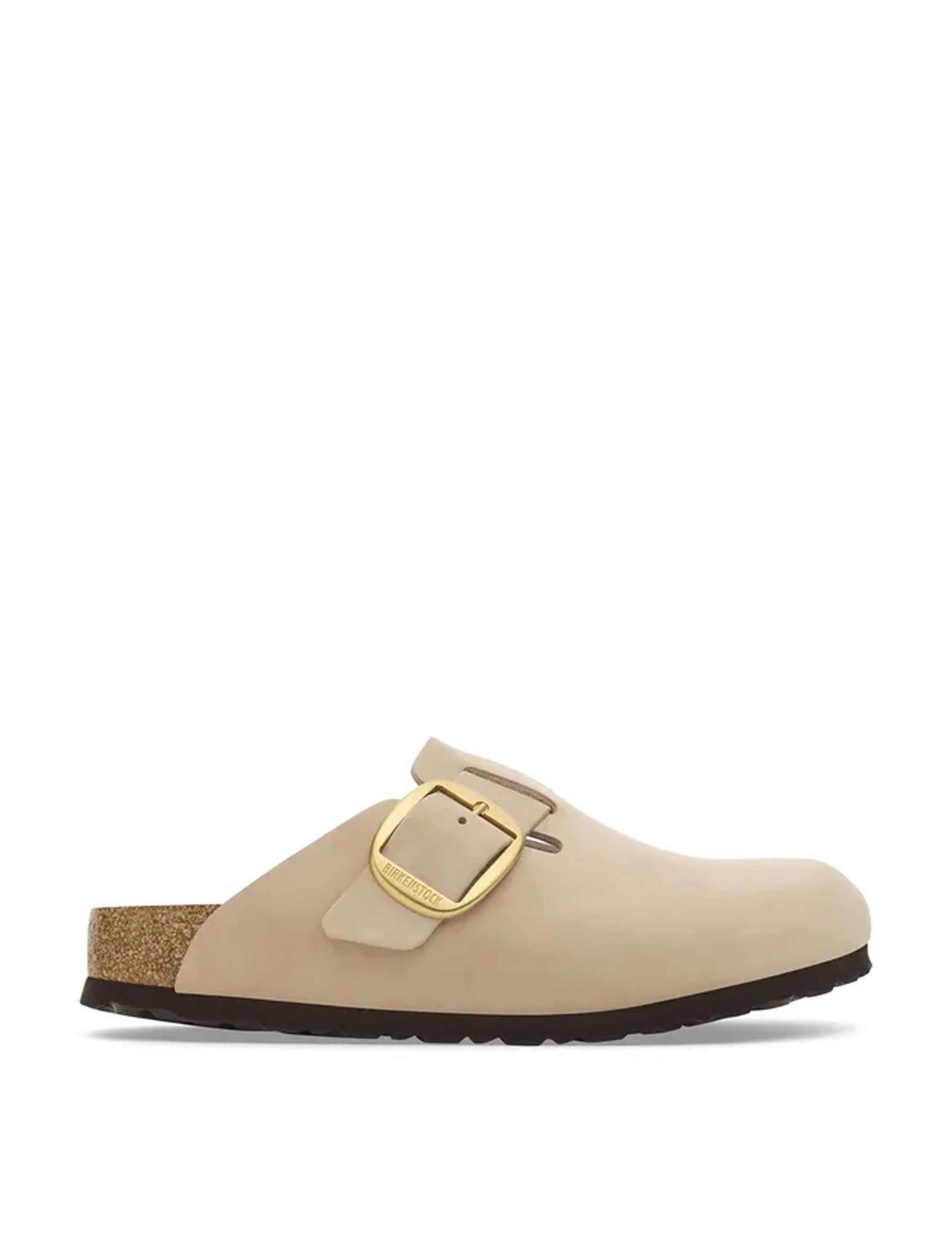 Boston Leather Big Buckle Clog Mules