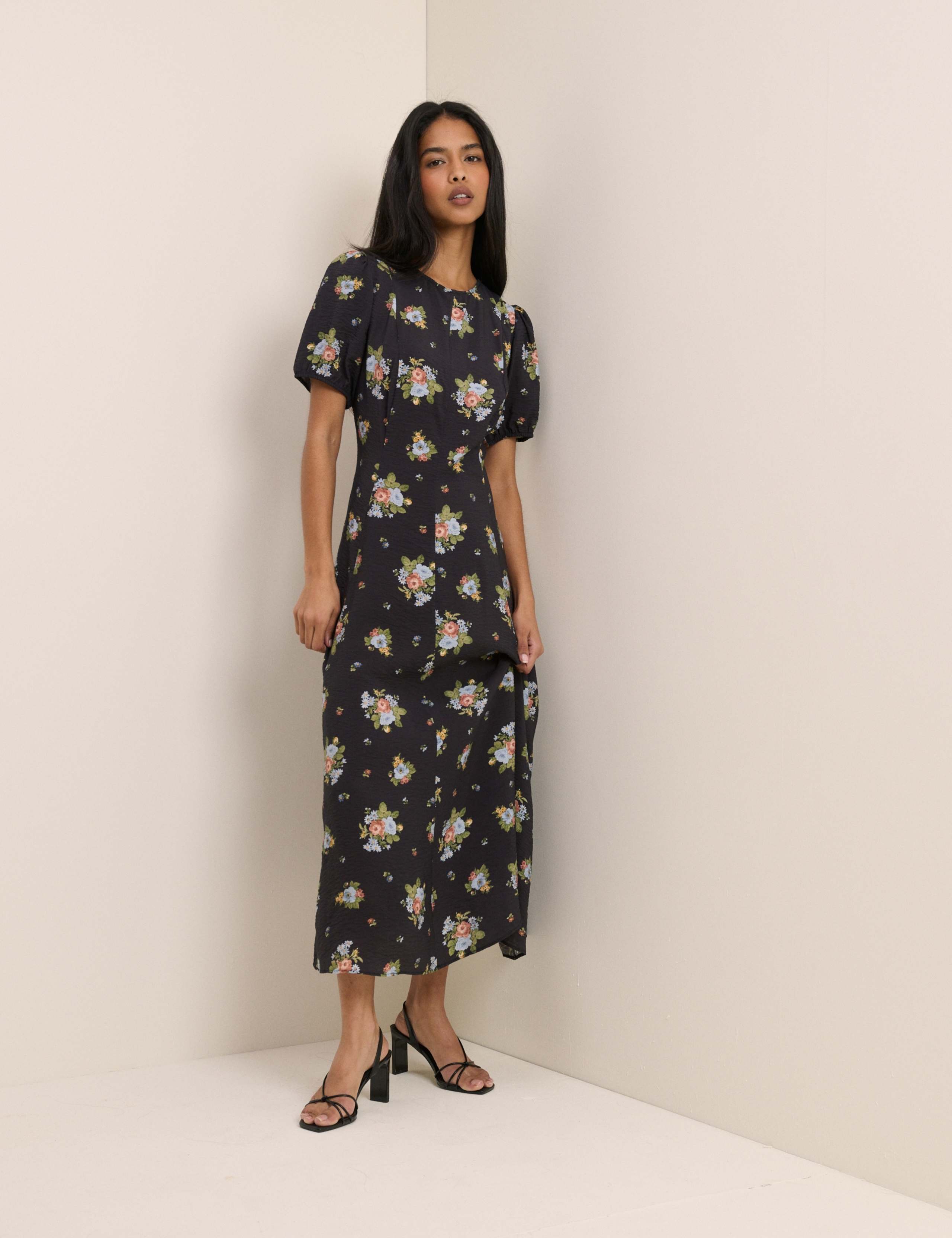 Lyocell Rich Floral Midi Tea Dress