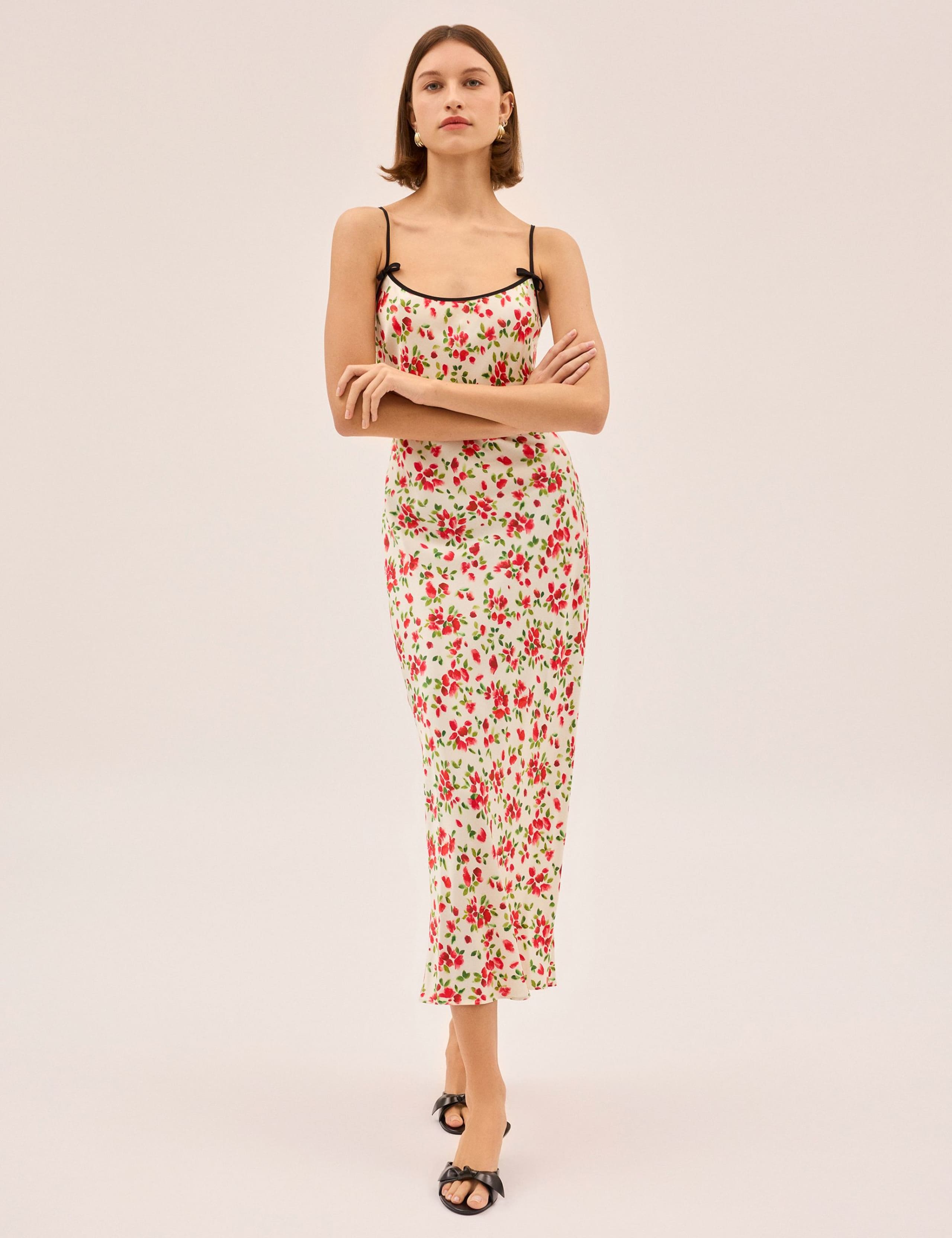 Floral Scoop Neck Midi Slip Dress