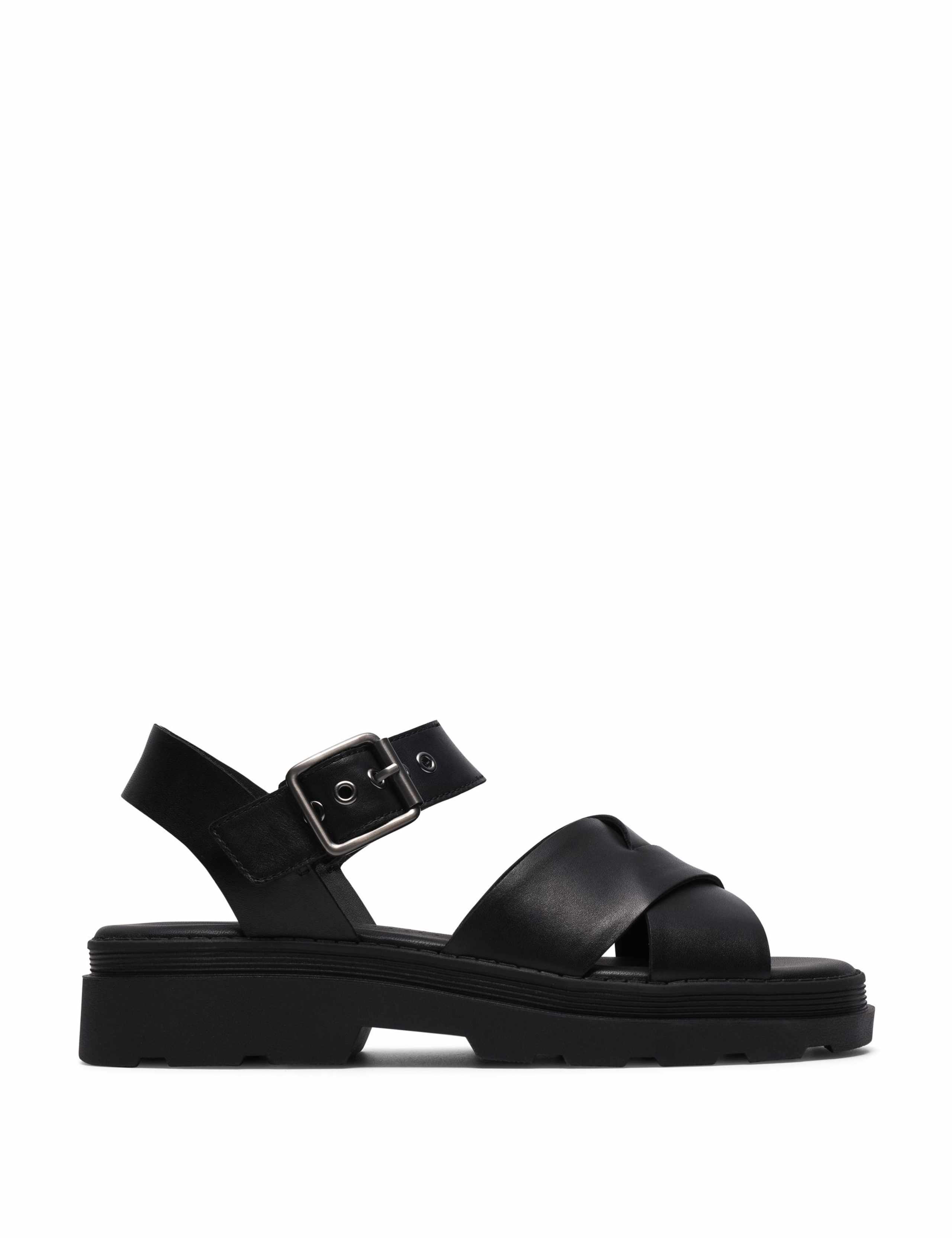 Leather Crossover Platform Sandals