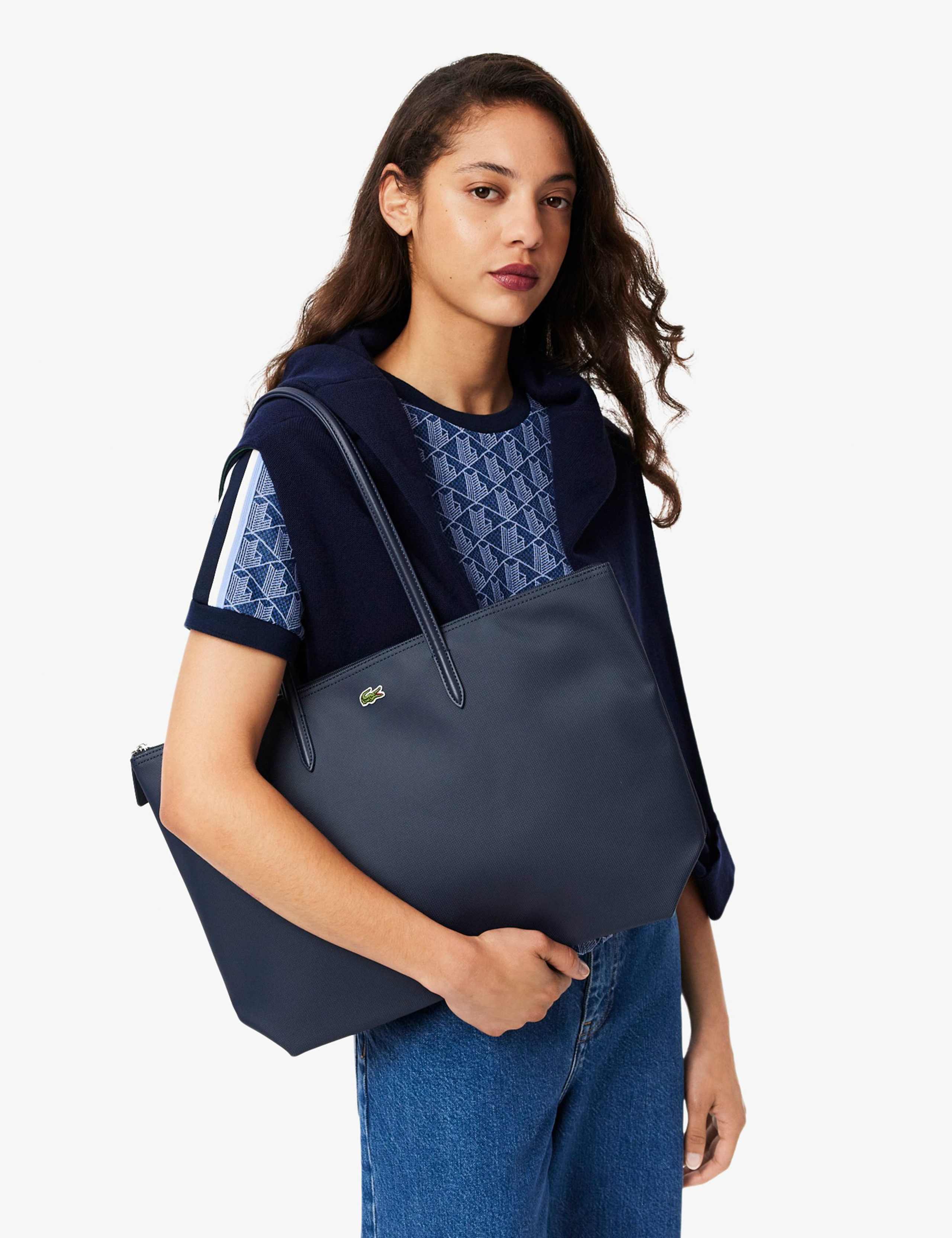 Zip Detail Top Handle Shopper Tote Bag