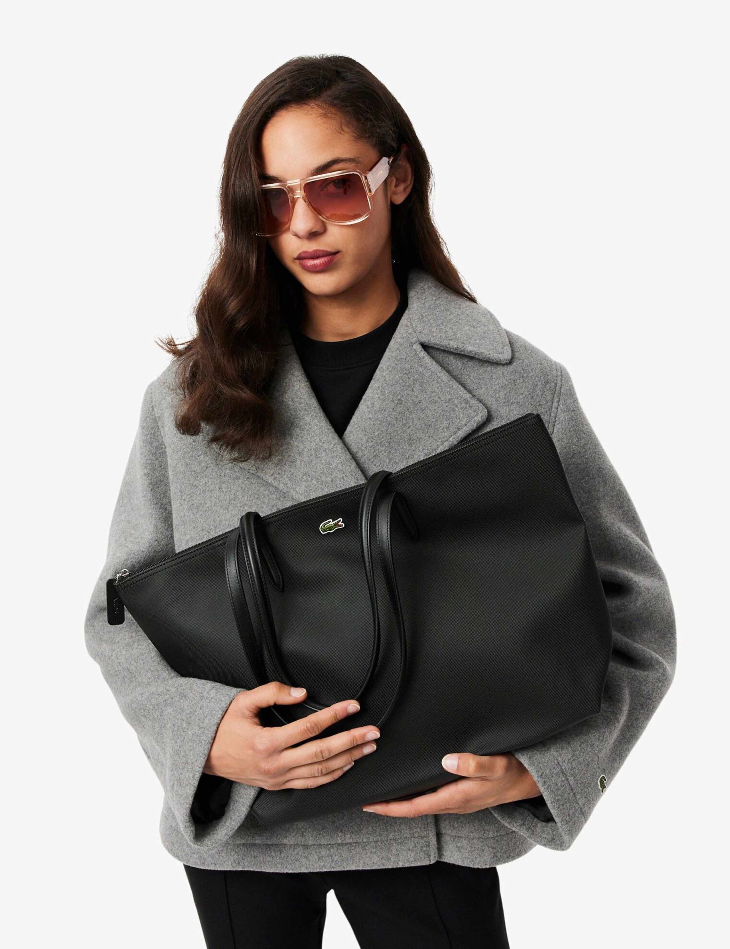 Zip Detail Top Handle Shopper Tote Bag