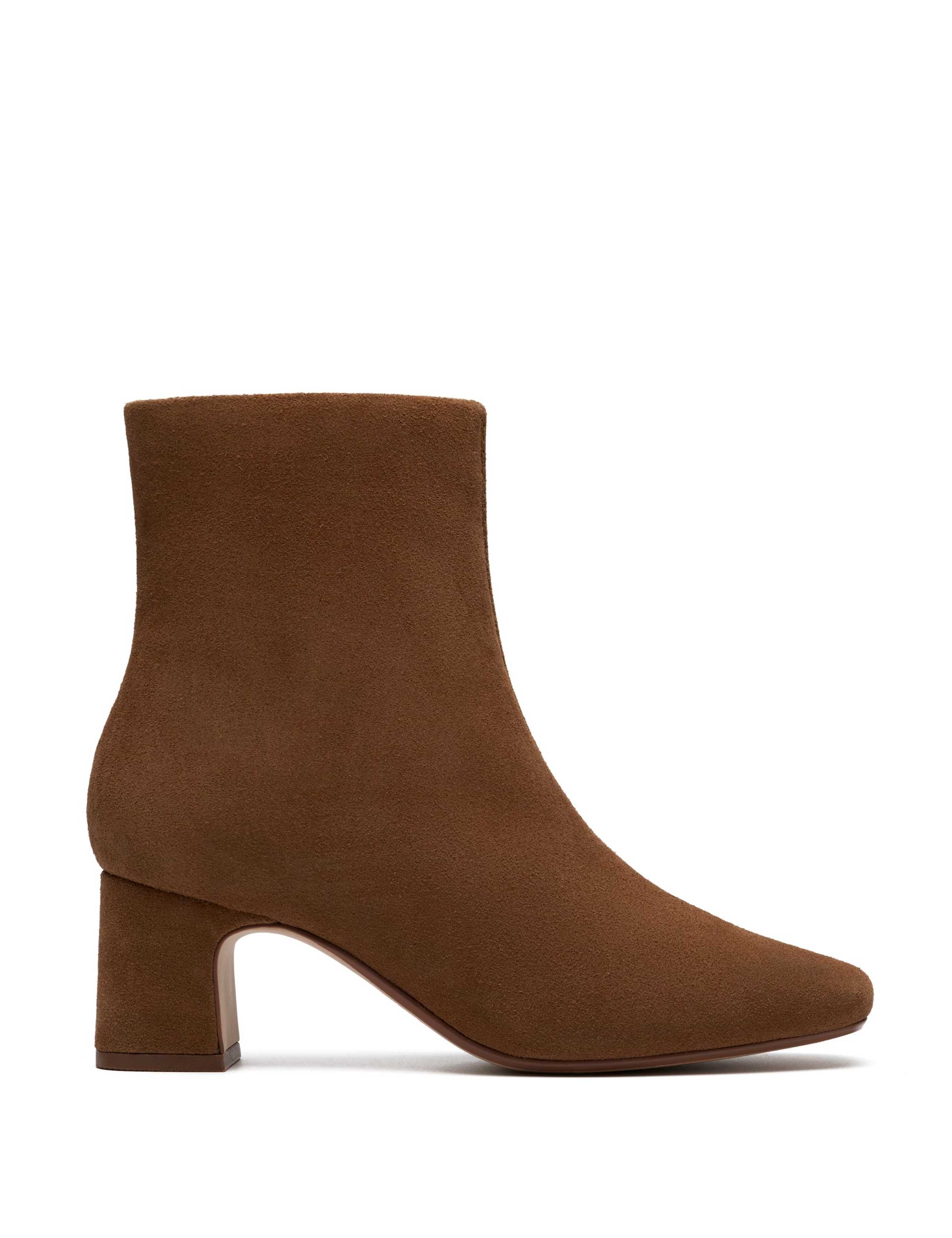 Suede Block Heel Ankle Boots
