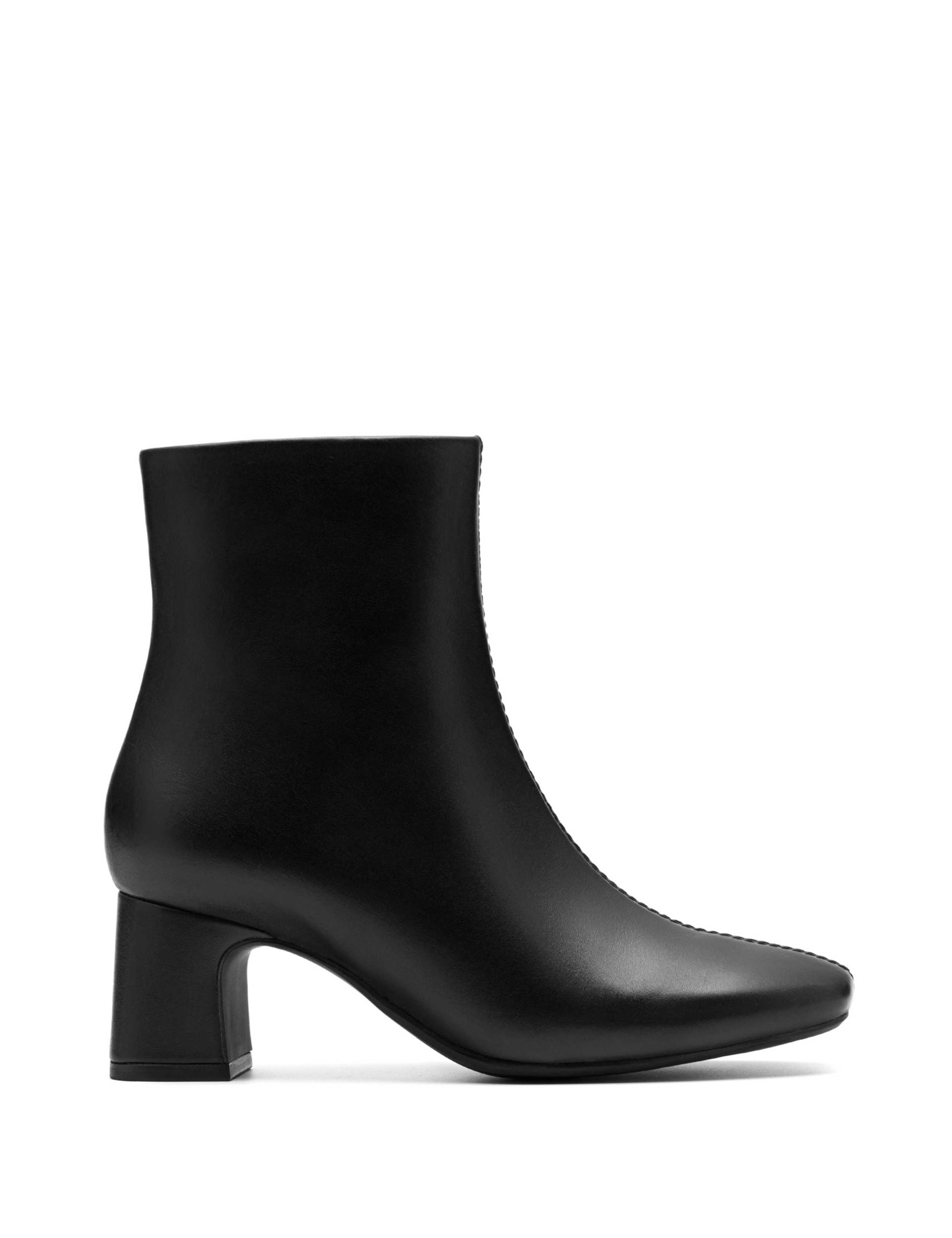 Leather Block Heel Ankle Boots