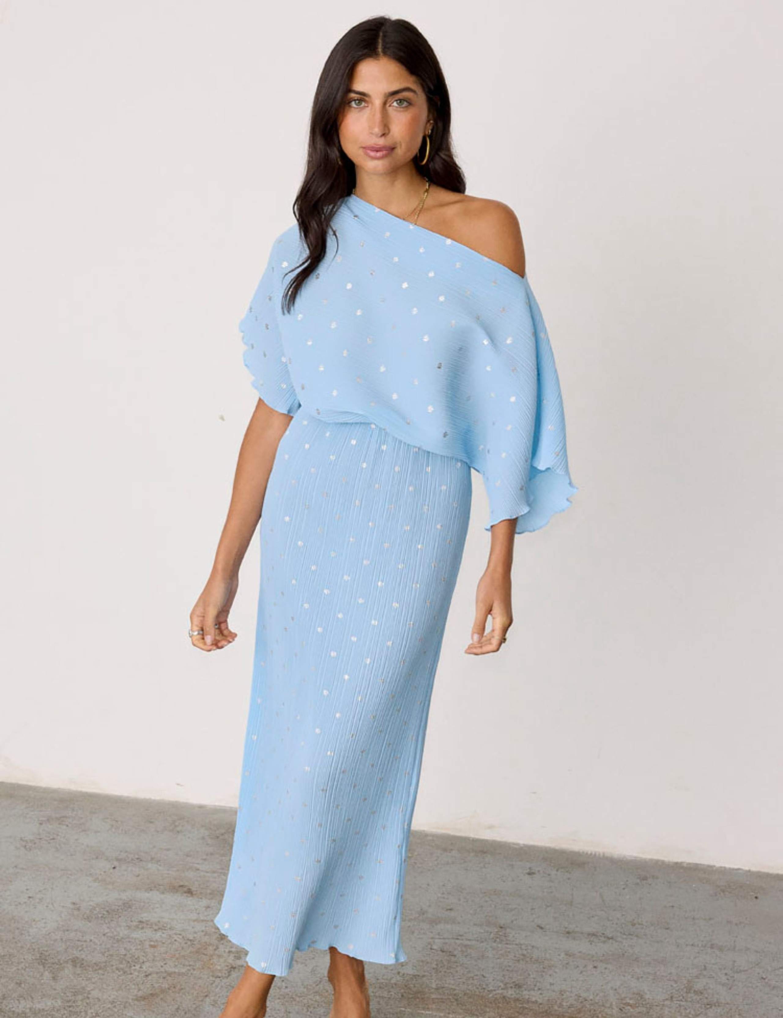 Sparkly One Shoulder Midaxi Waisted Dress