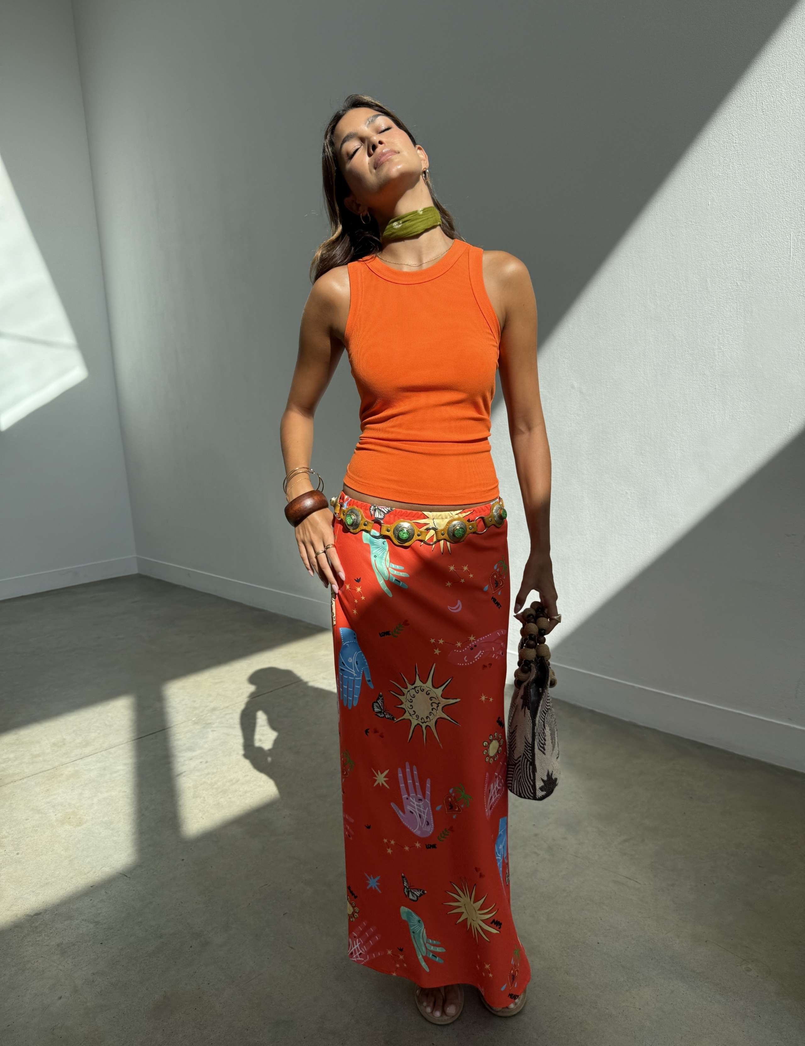 Printed Maxi Slip Skirt