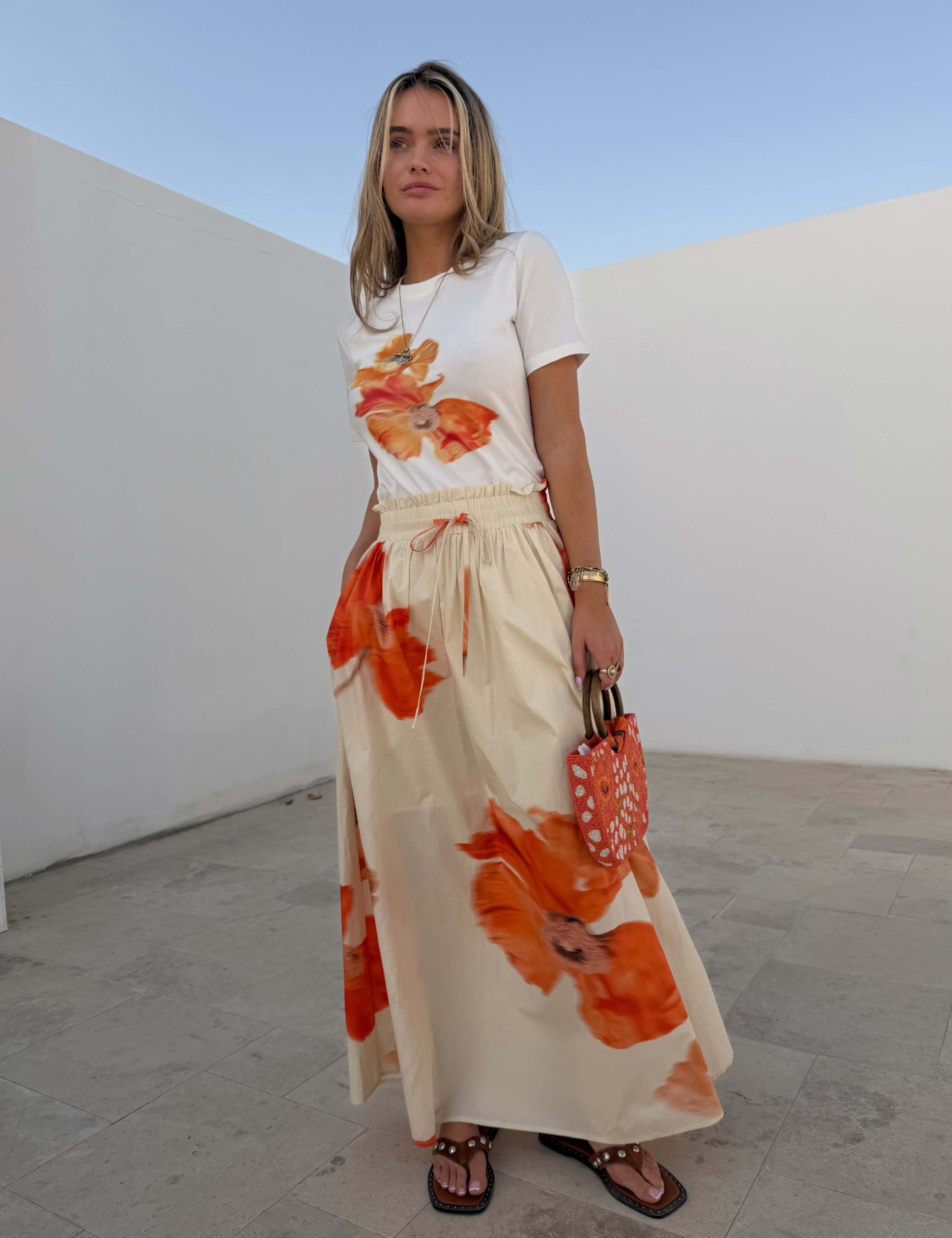 Pure Cotton Floral Maxi A-Line Skirt