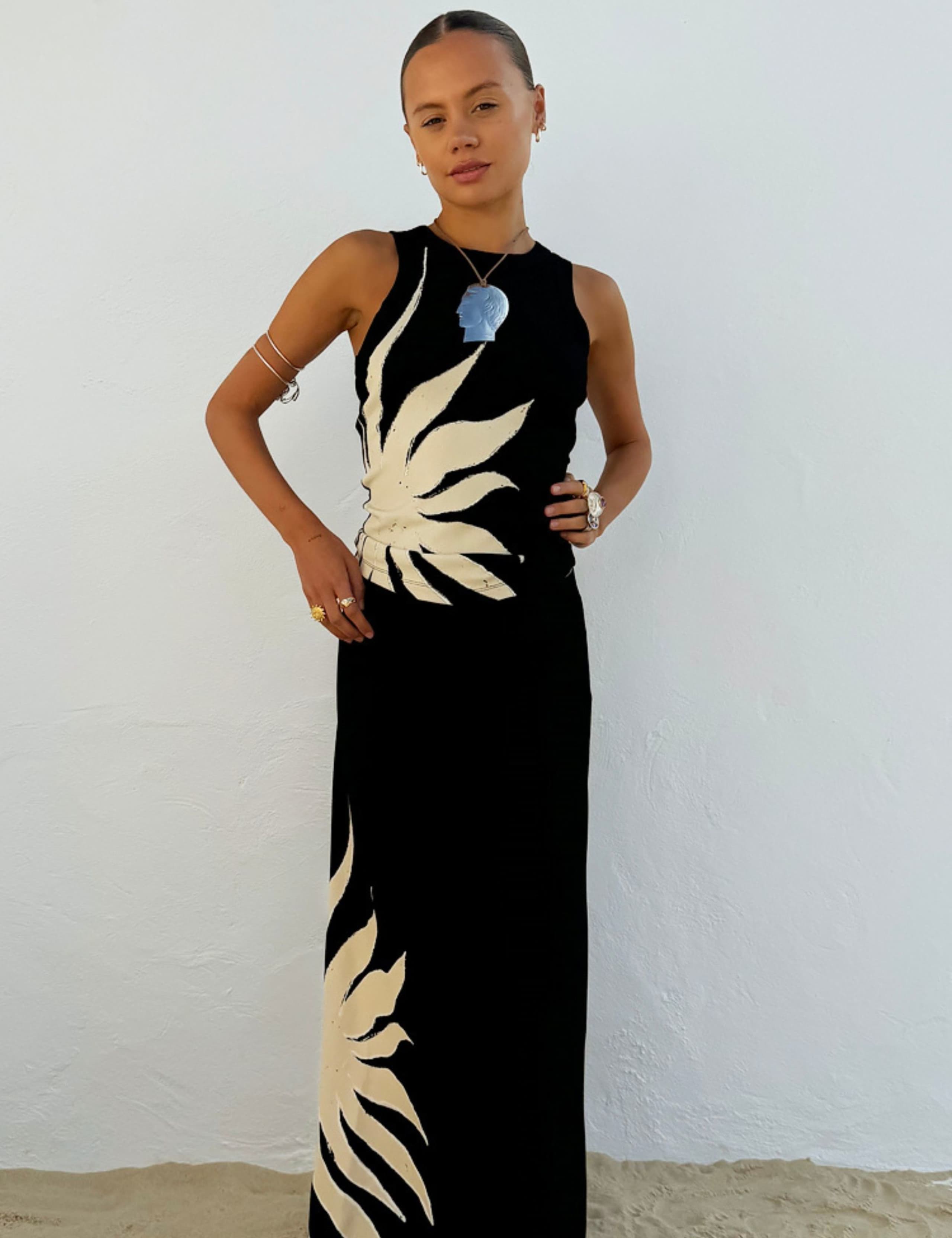 Printed Midaxi Slip Skirt