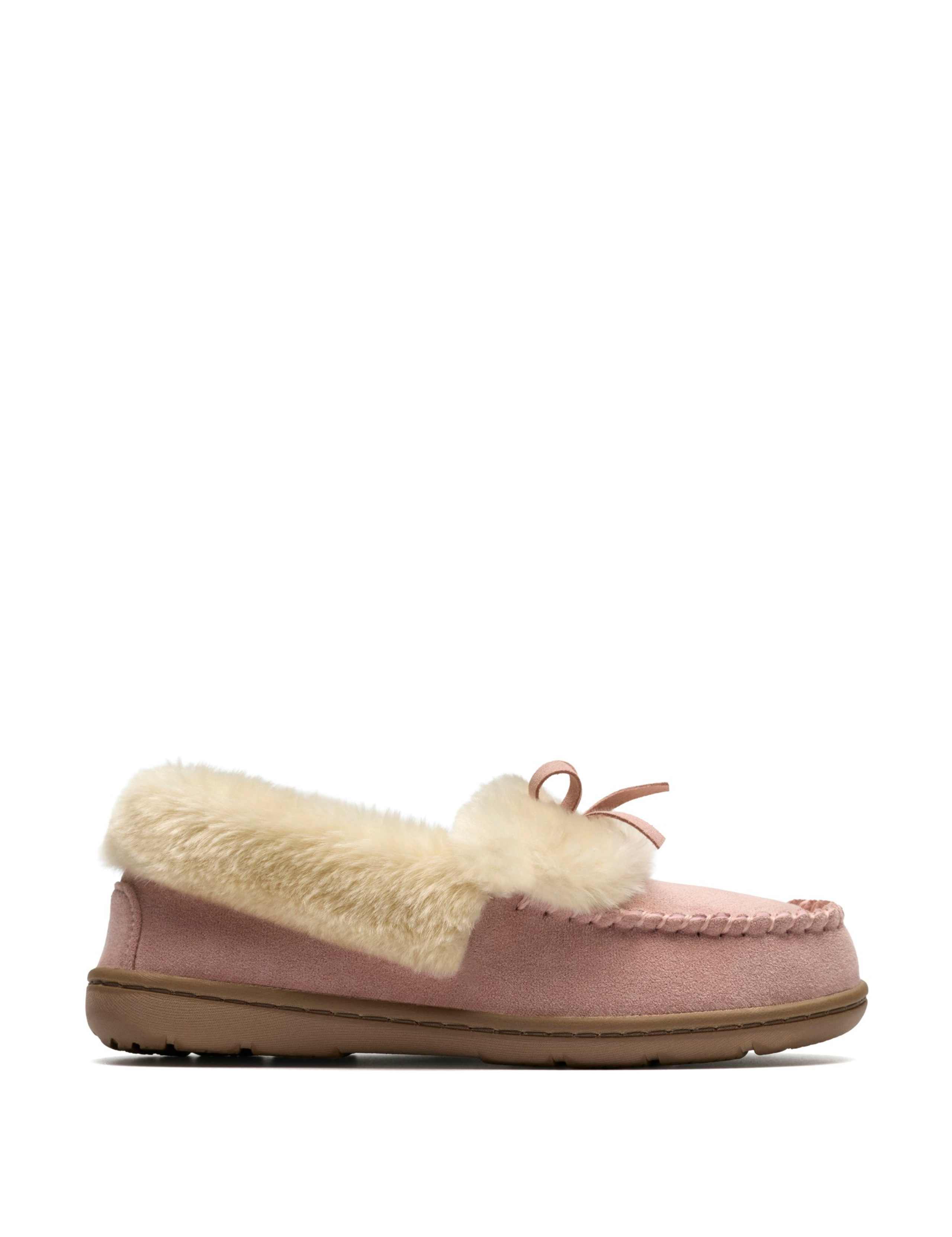 Faux Fur Lined Moccasin Slippers