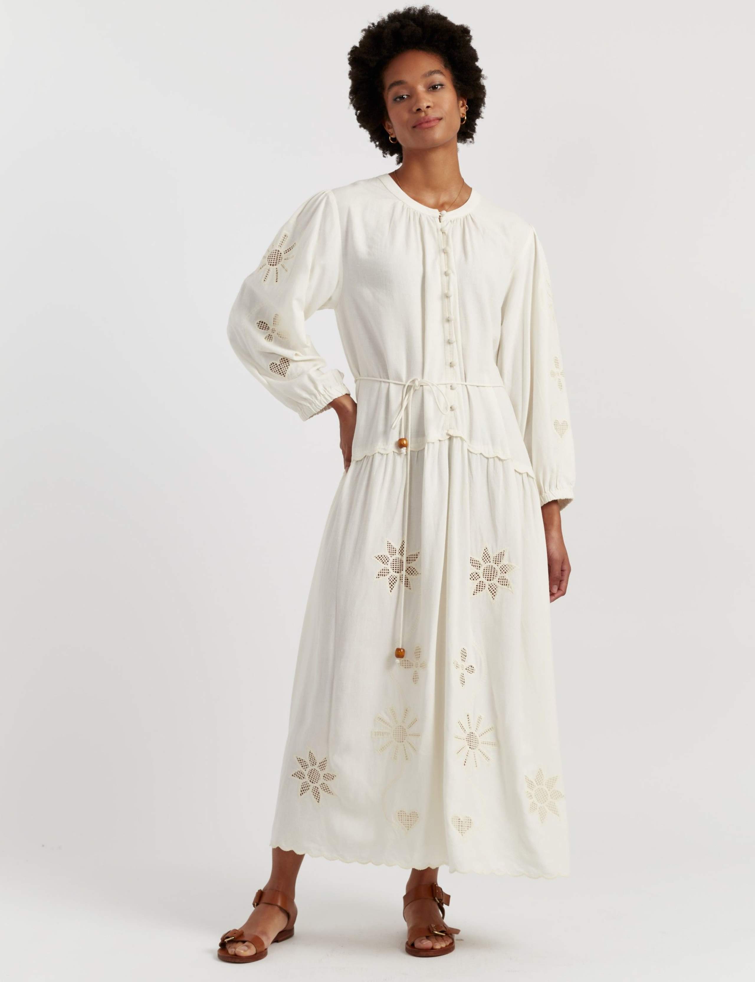 Broderie Belted Maxi Tea Dress