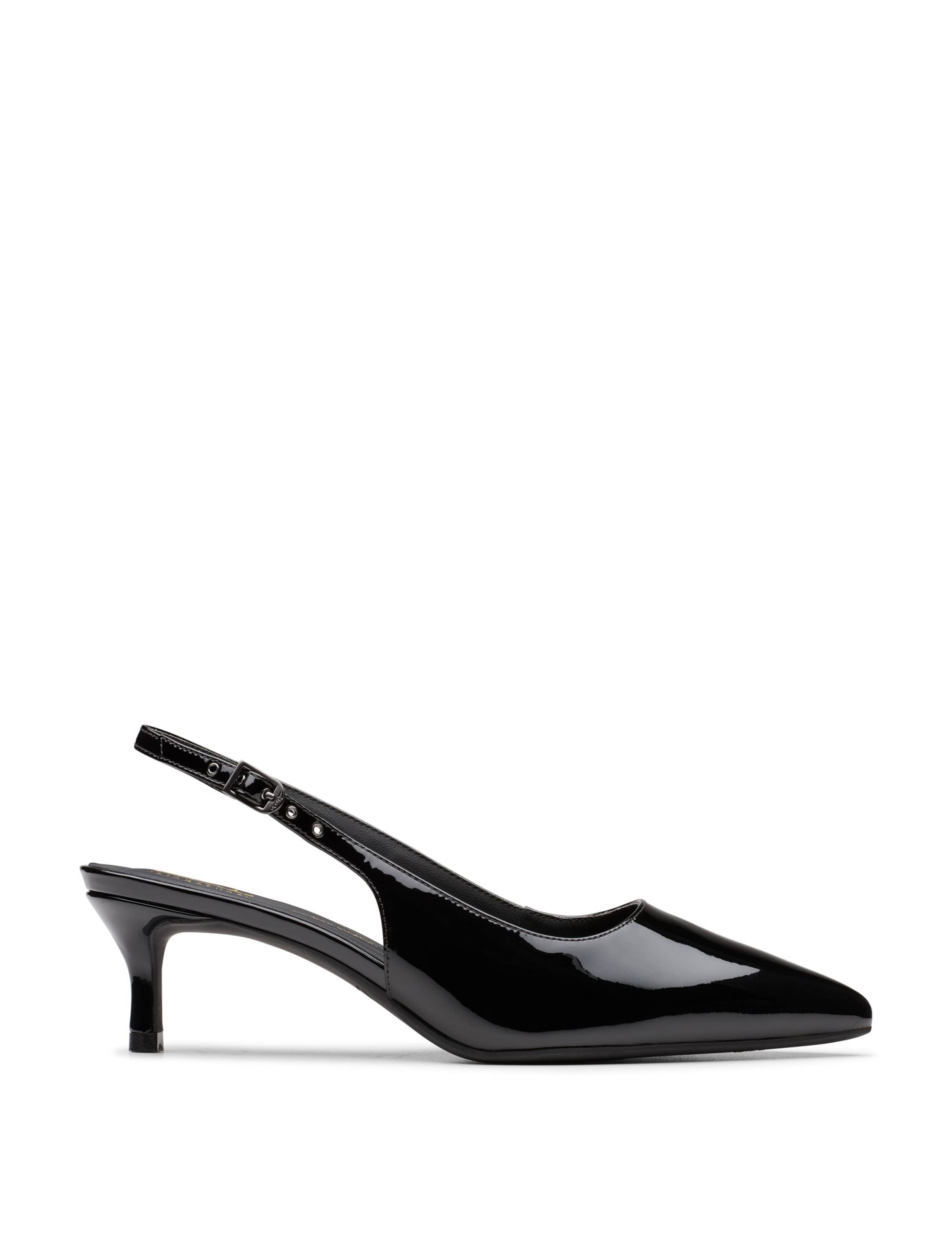 Leather Patent Kitten Heel Slingback Shoes