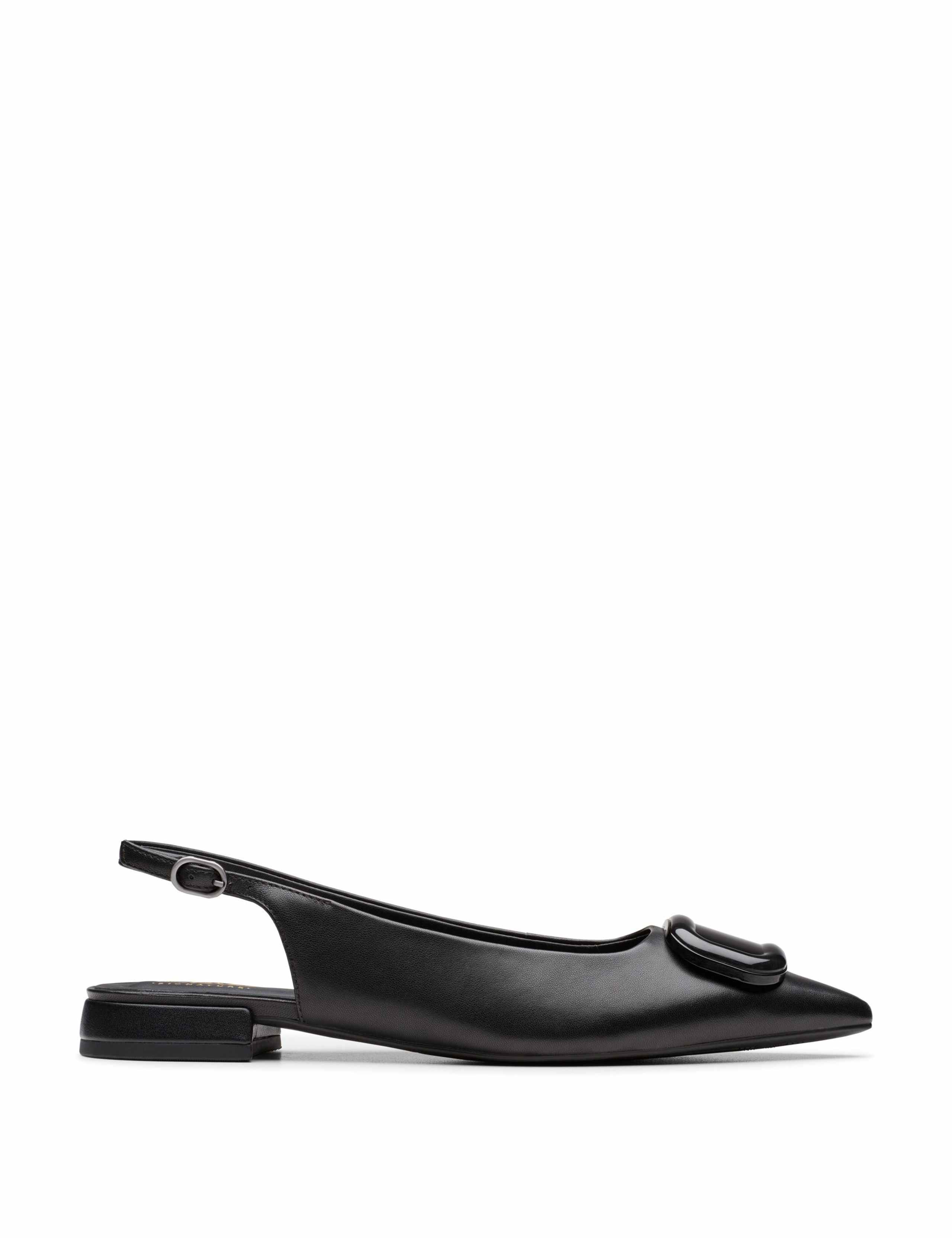 Leather Flat Pointed Slingback Shoes