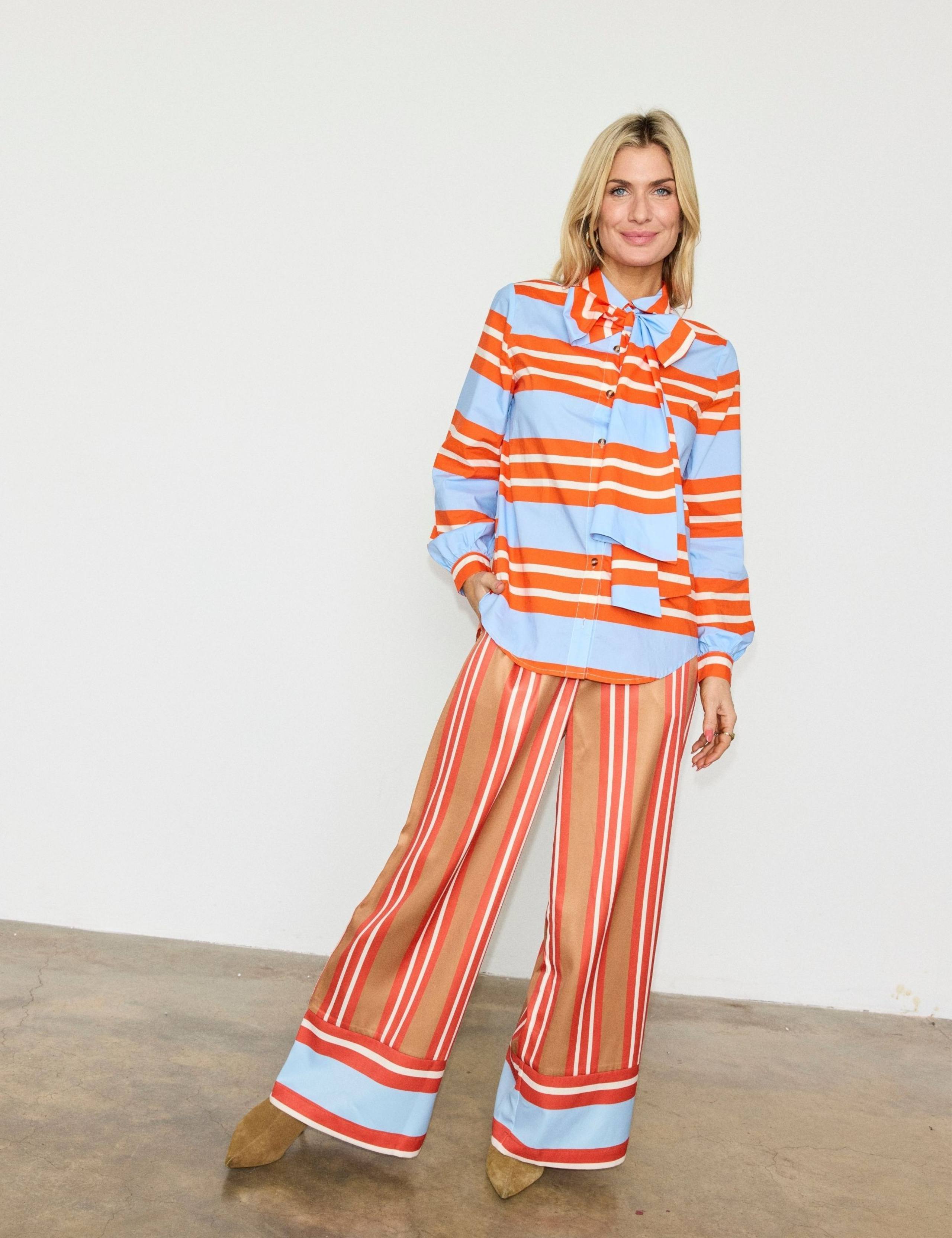 Striped Wide Leg Trousers