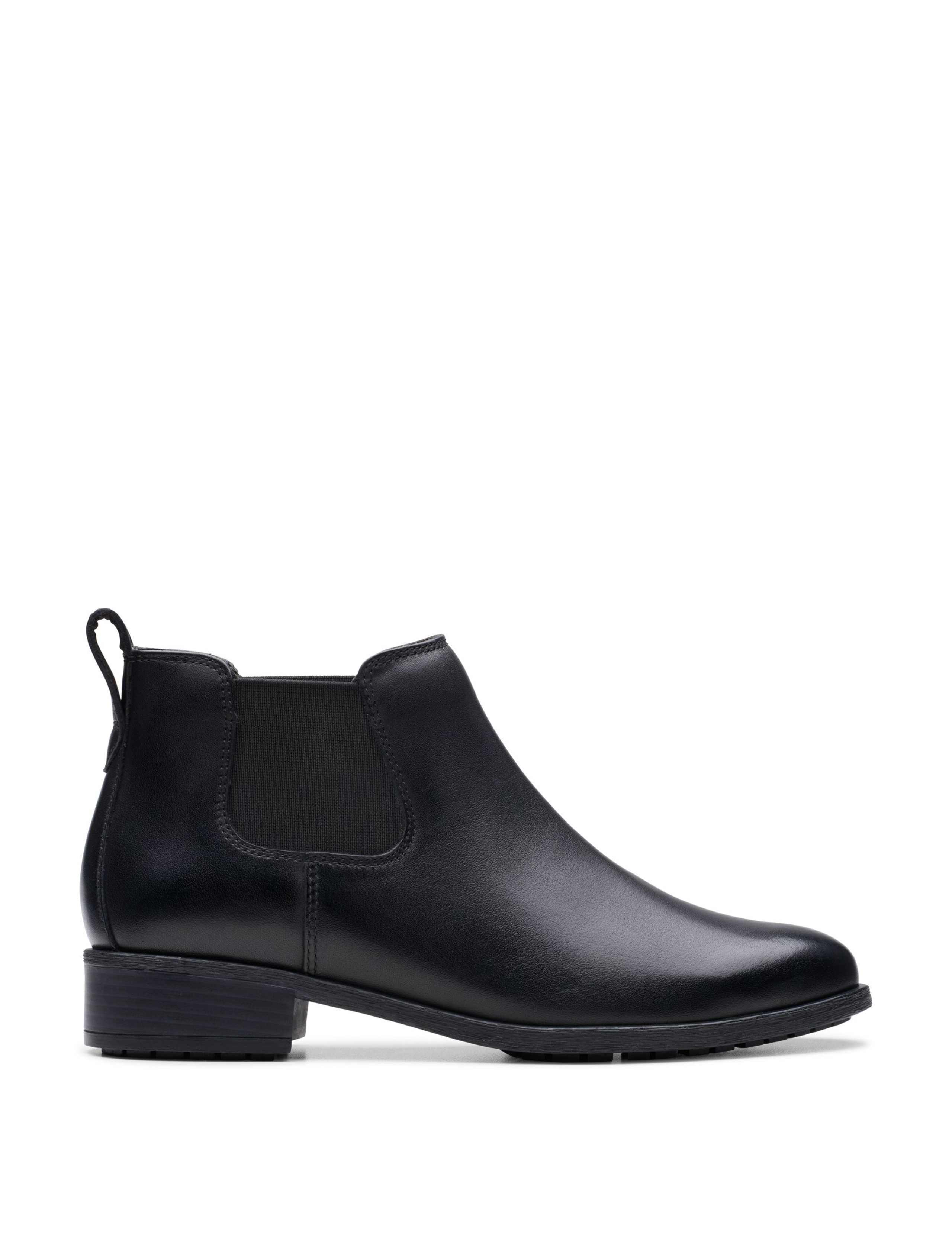 Leather Block Heel Ankle Boots
