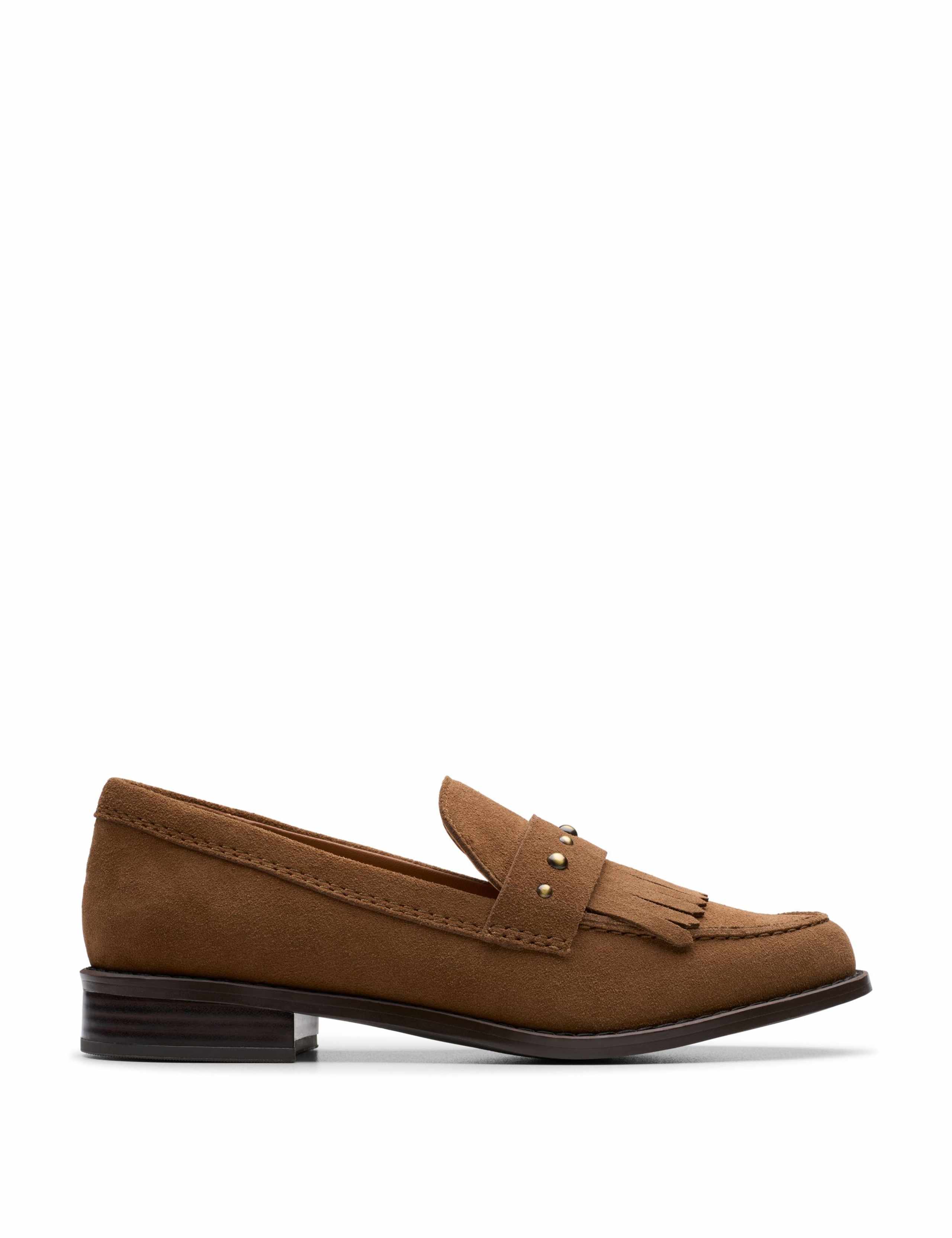 Suede Block Heel Loafers