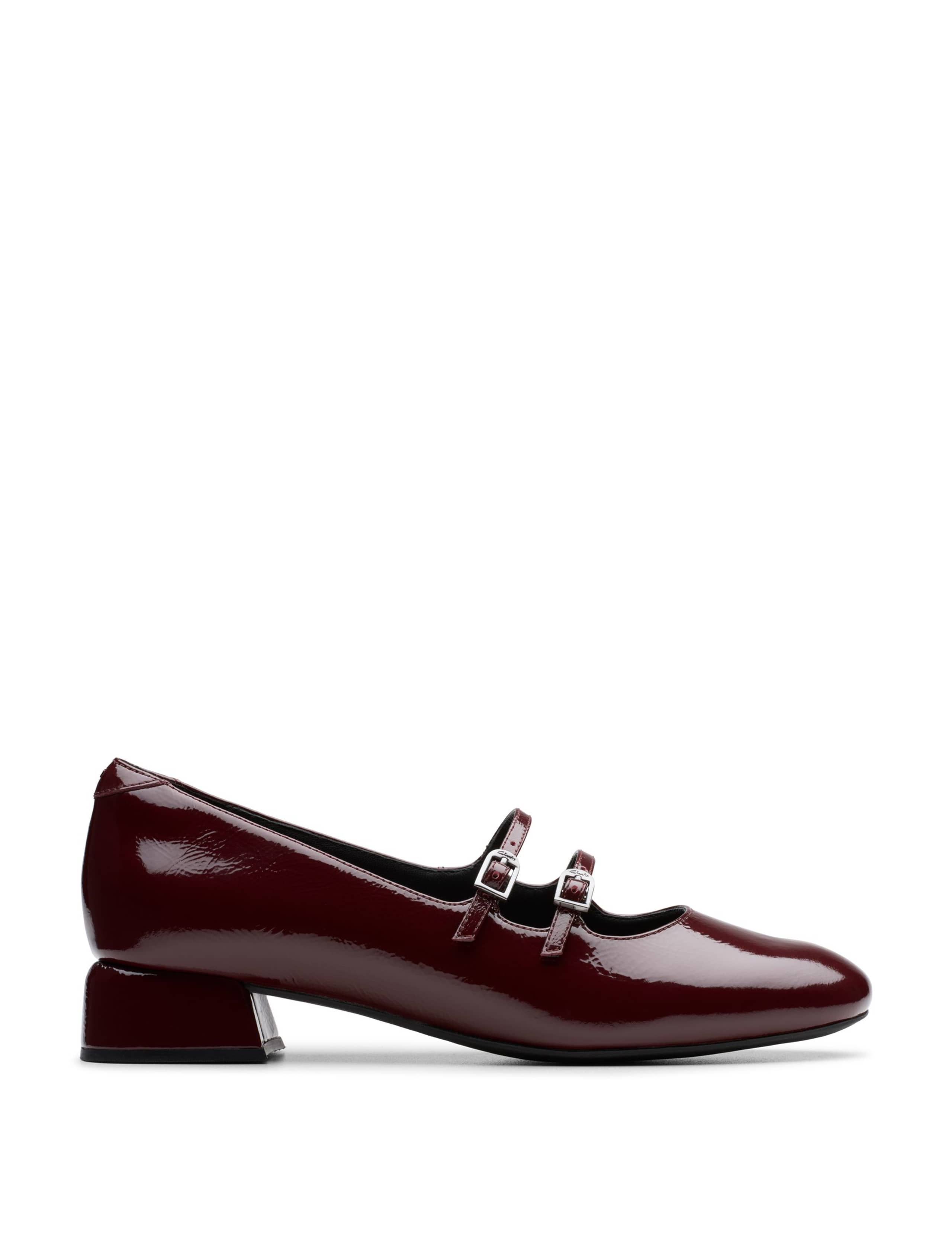 Leather Patent Block Heel Shoes