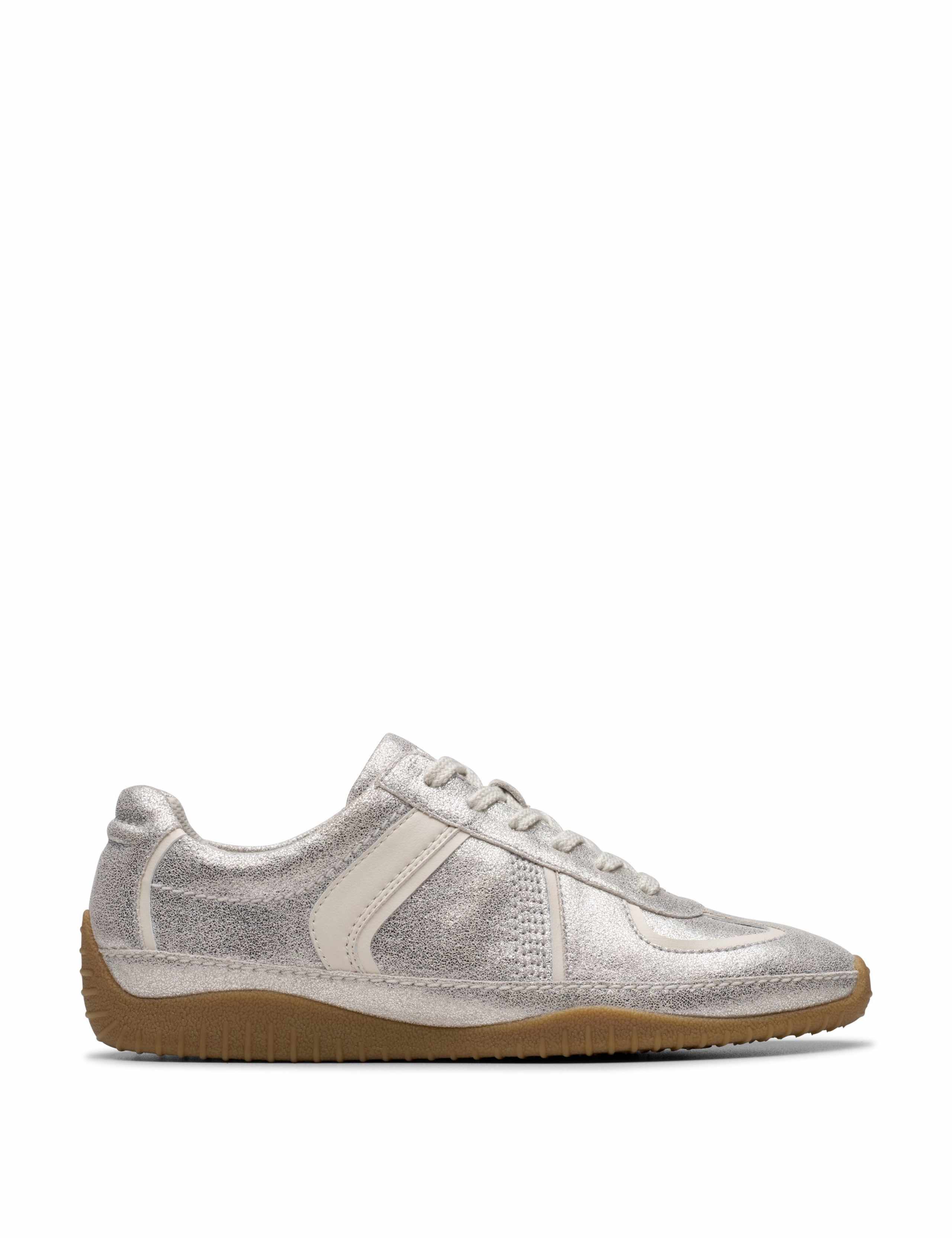Leather Lace Up Metallic Trainers