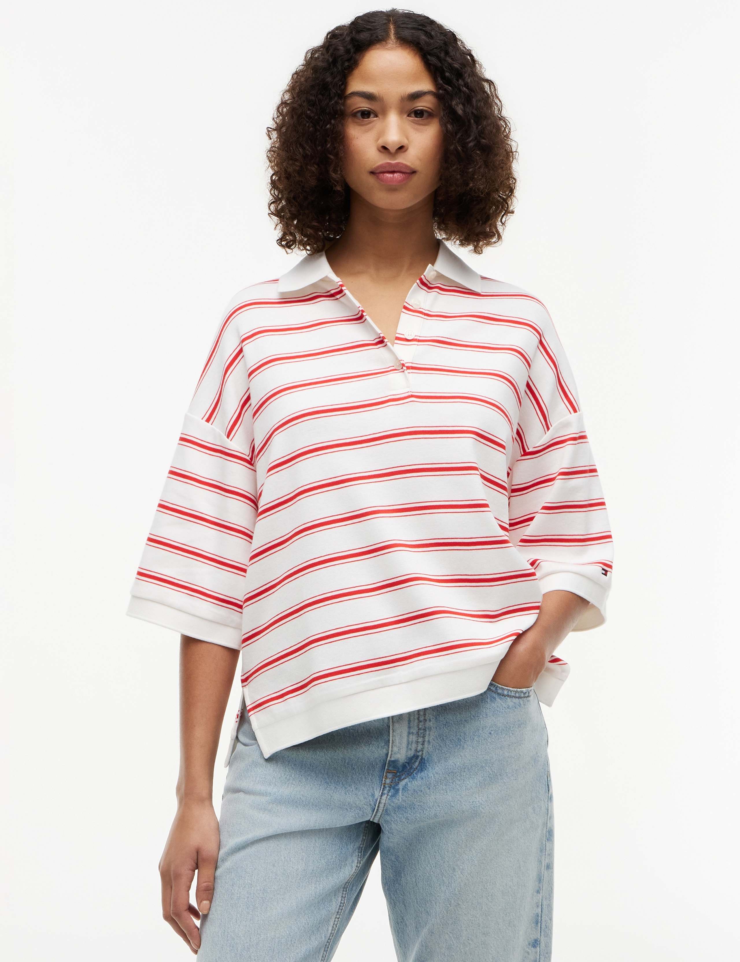 Pure Cotton Striped Polo Top