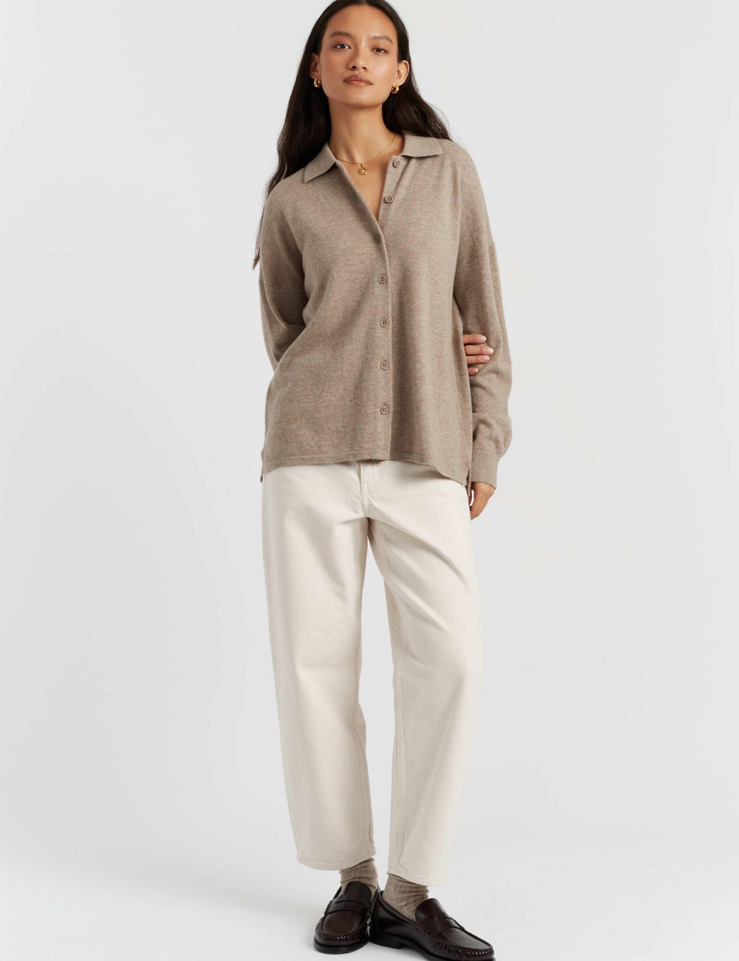 Wool Rich Collared Shirt with Cashmere