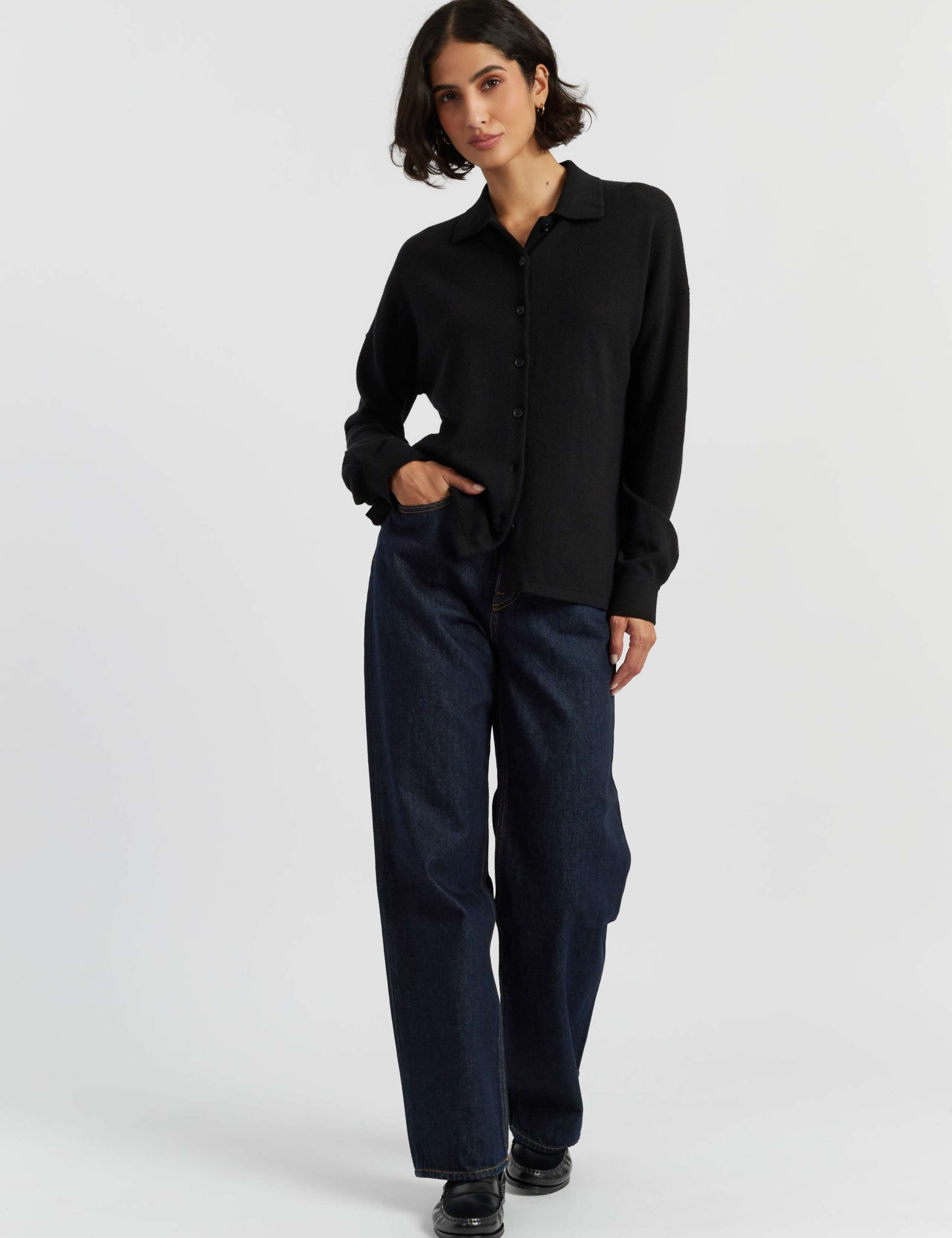 Wool Rich Collared Shirt with Cashmere