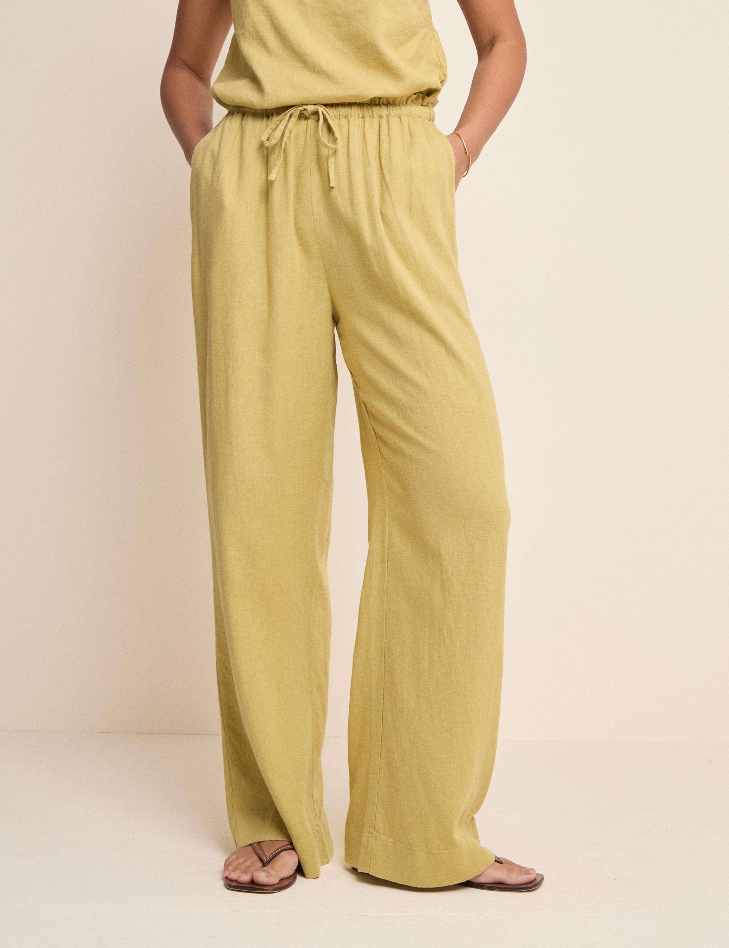 Linen Rich Paperbag Straight Leg Trousers