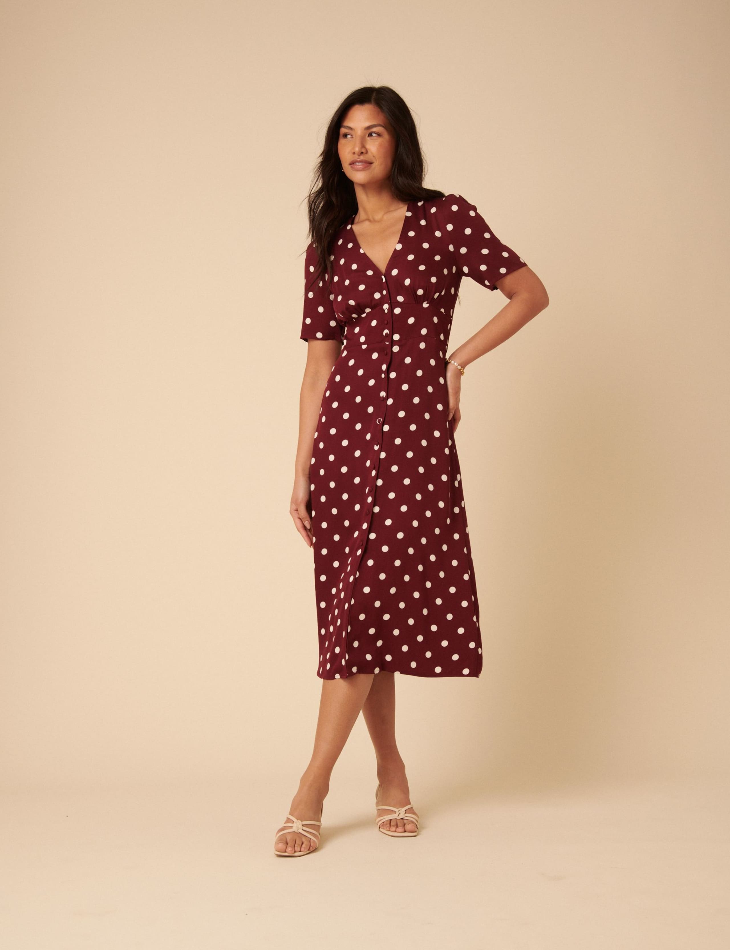 Polka Dot Midi Waisted Dress