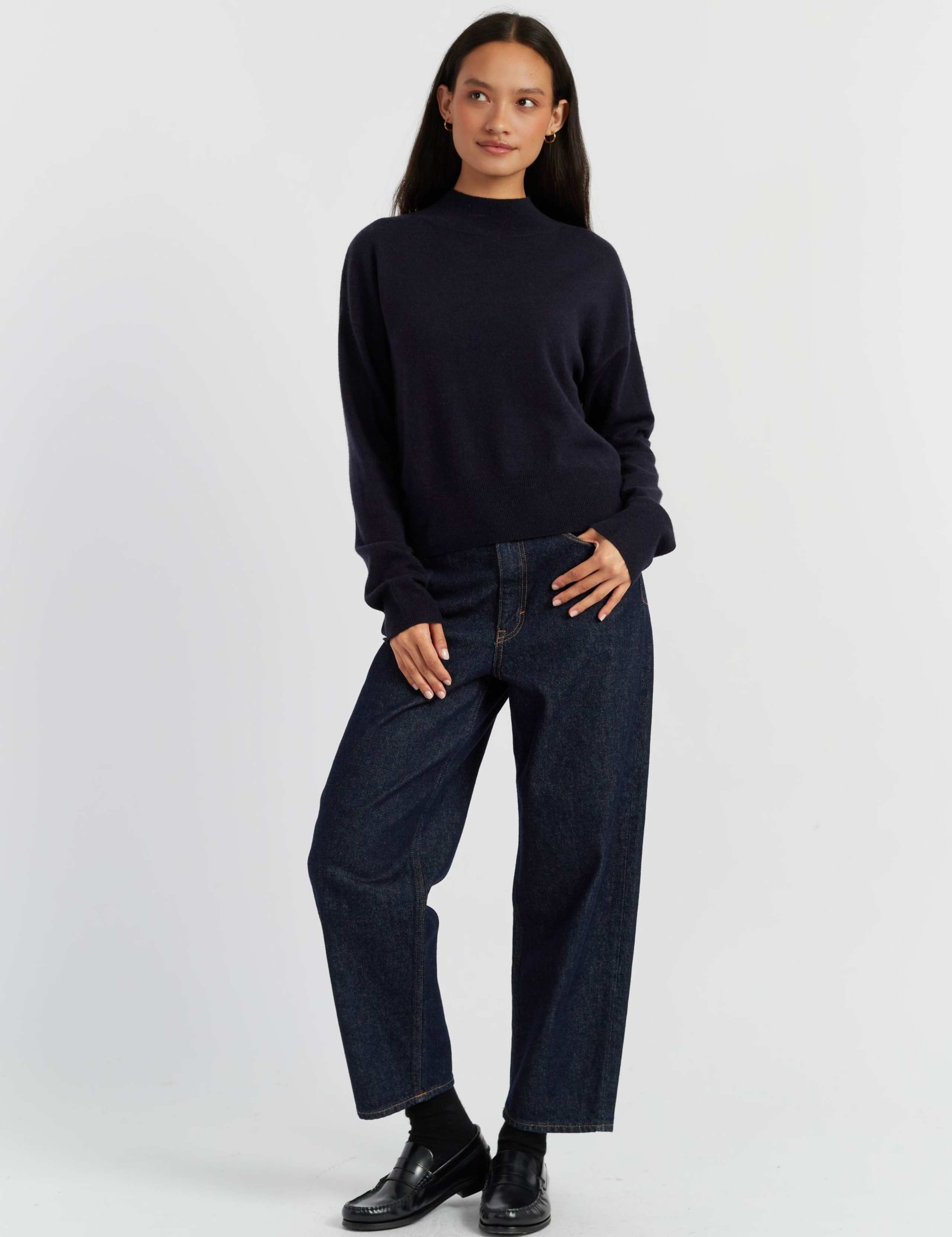 Wool Rich Funnel Neck Jumper with Cashmere