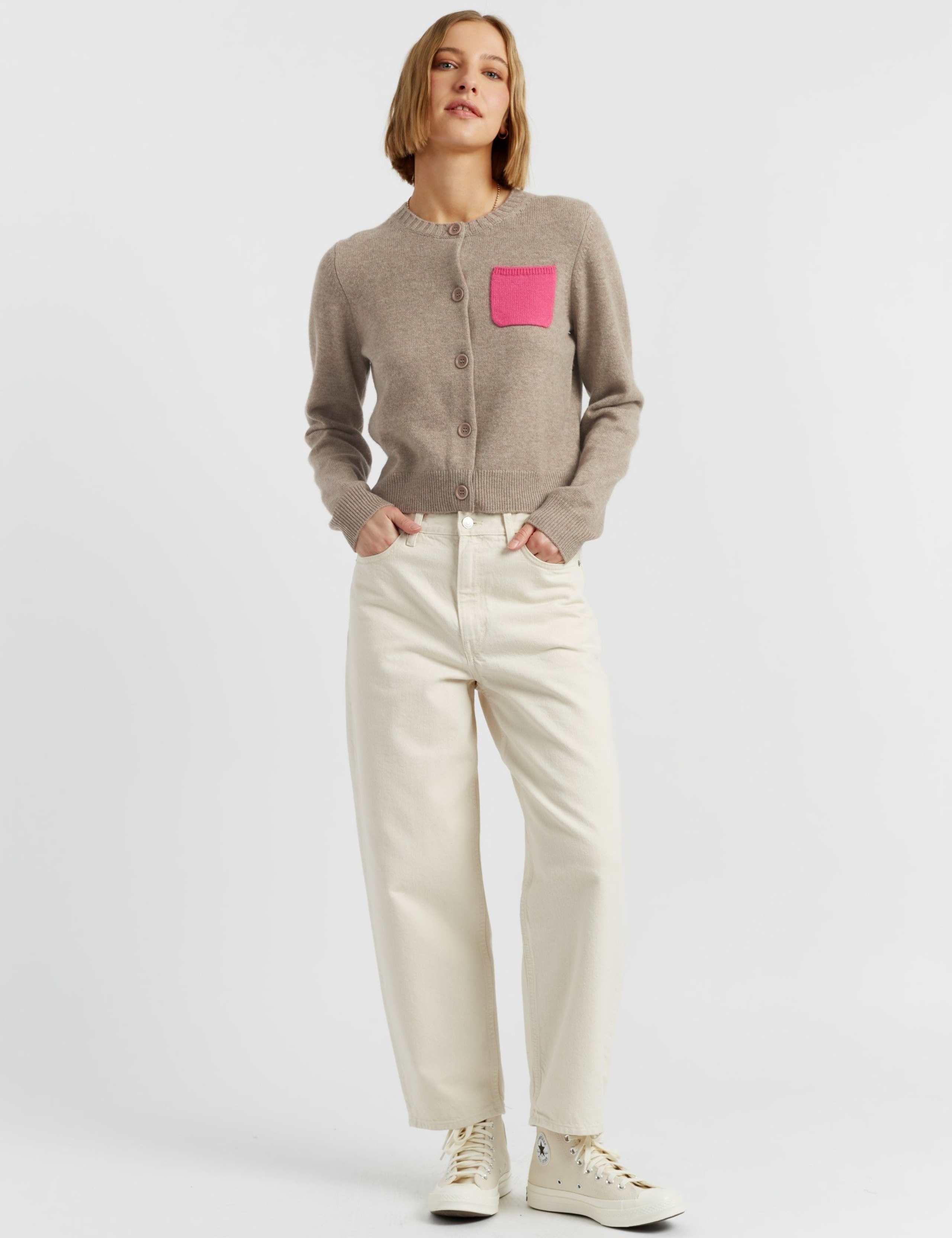 Wool Rich Pocket Detail Cardigan with Cashmere