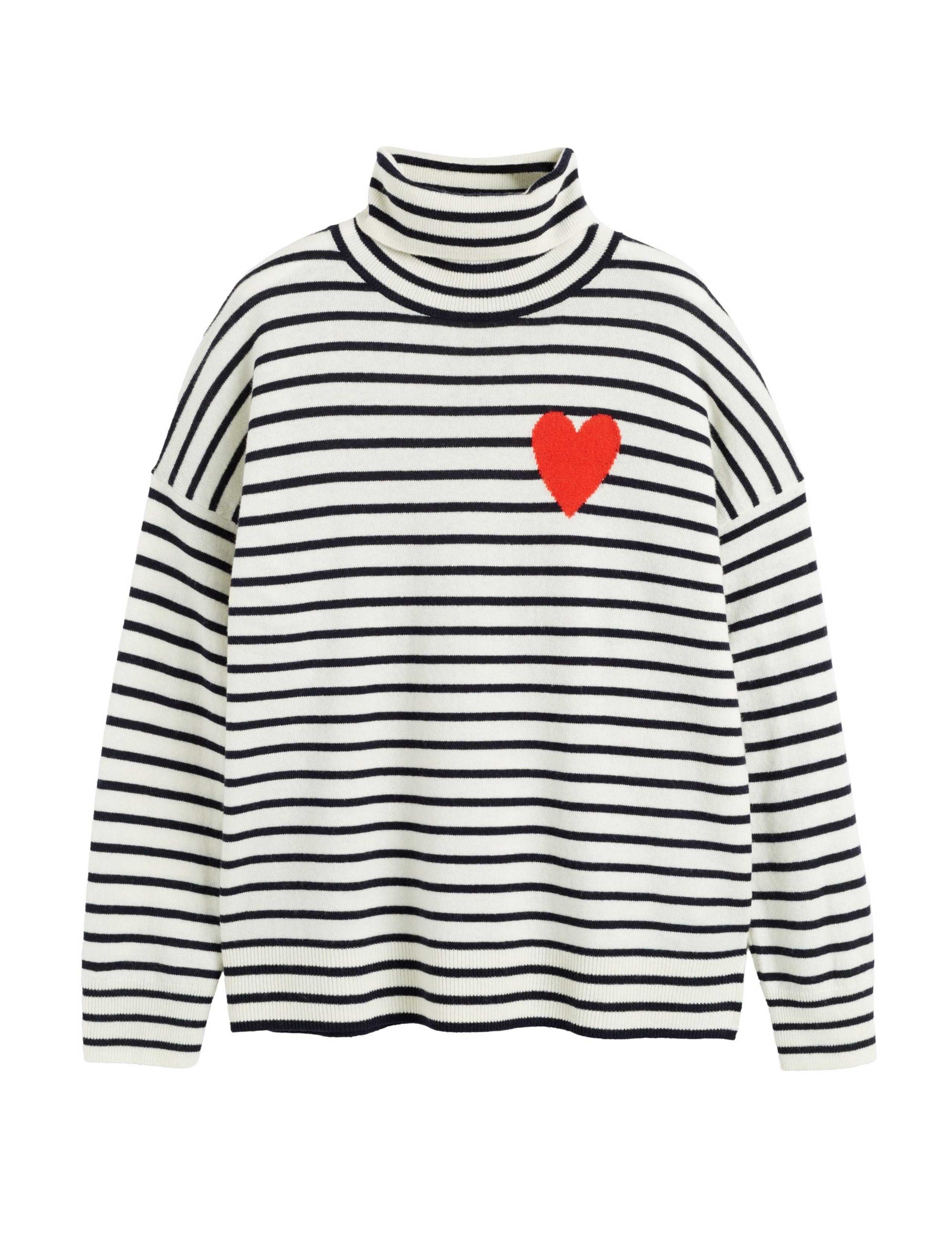 Wool Rich Striped Roll Neck Jumper with Cashmere