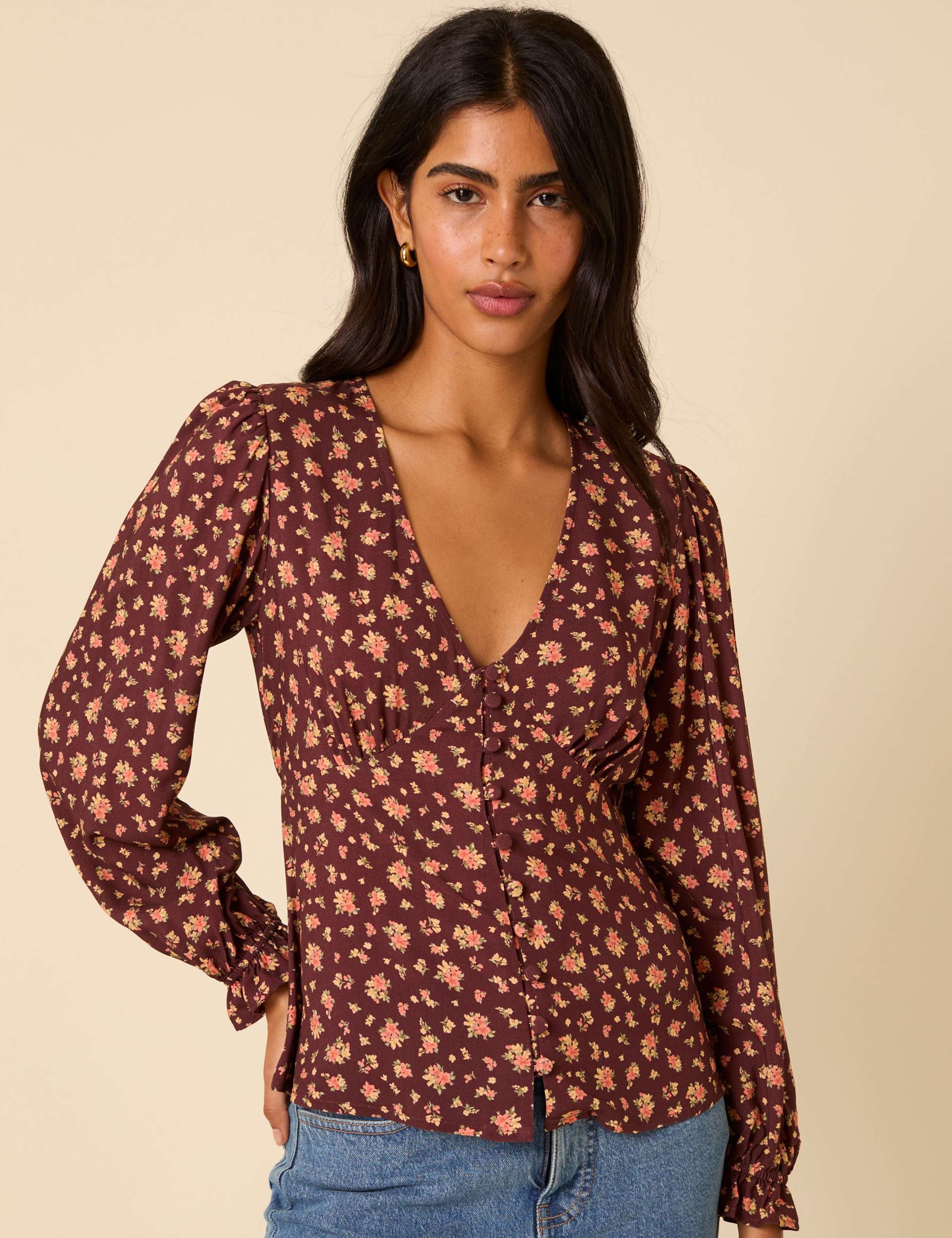 Floral Blouson Sleeve Blouse