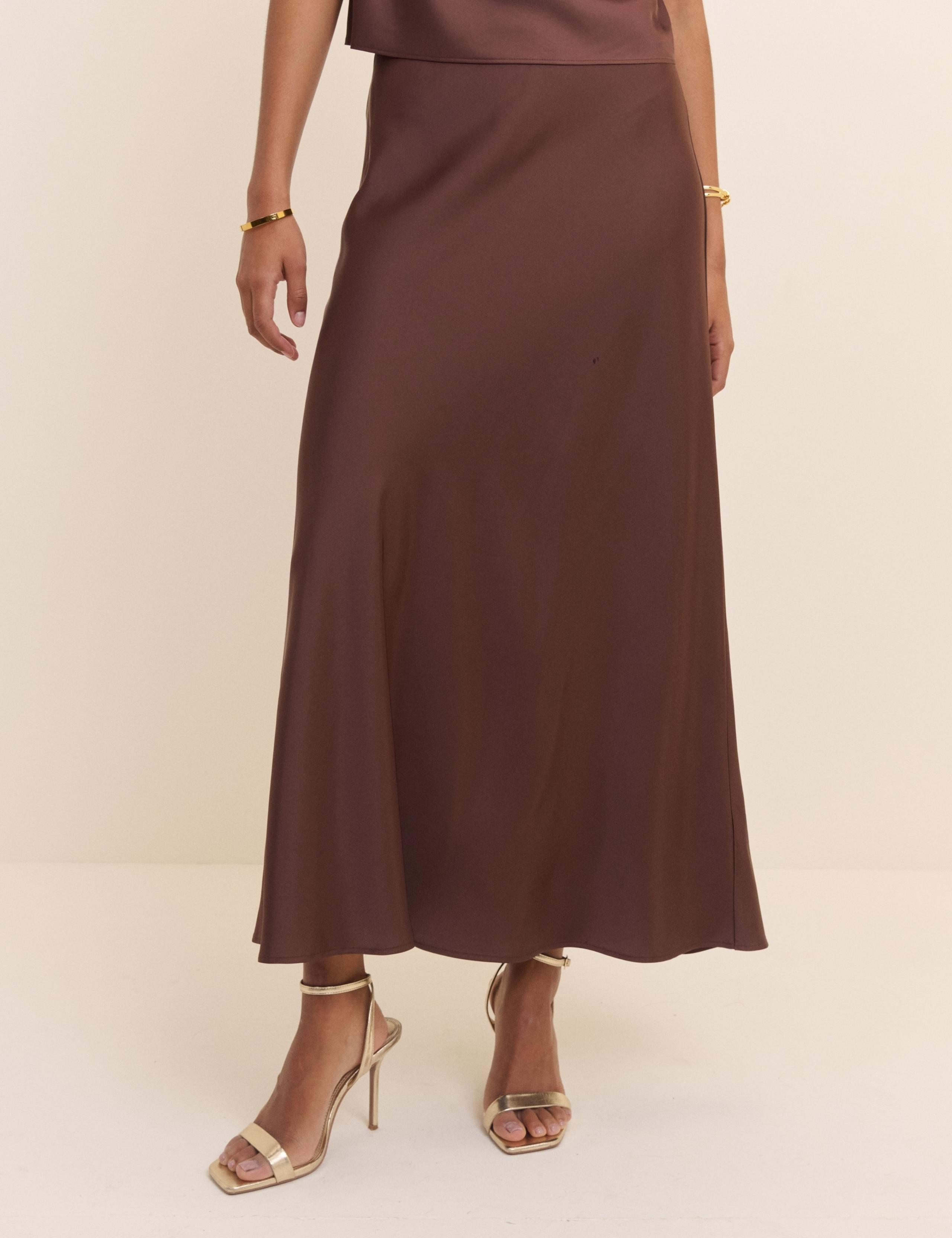 Satin Midi Slip Skirt