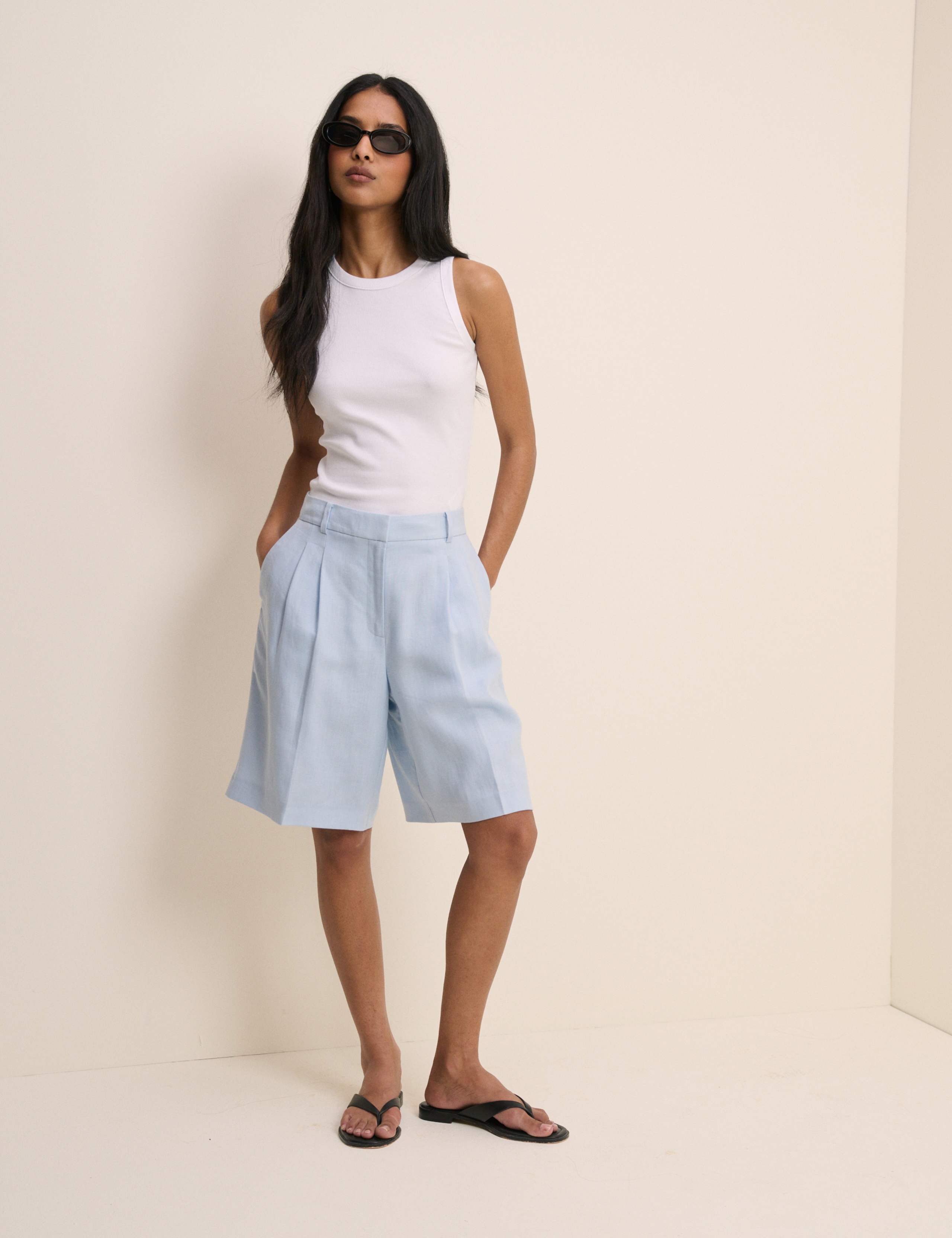 Lyocell Rich High Waisted Knee Length Shorts