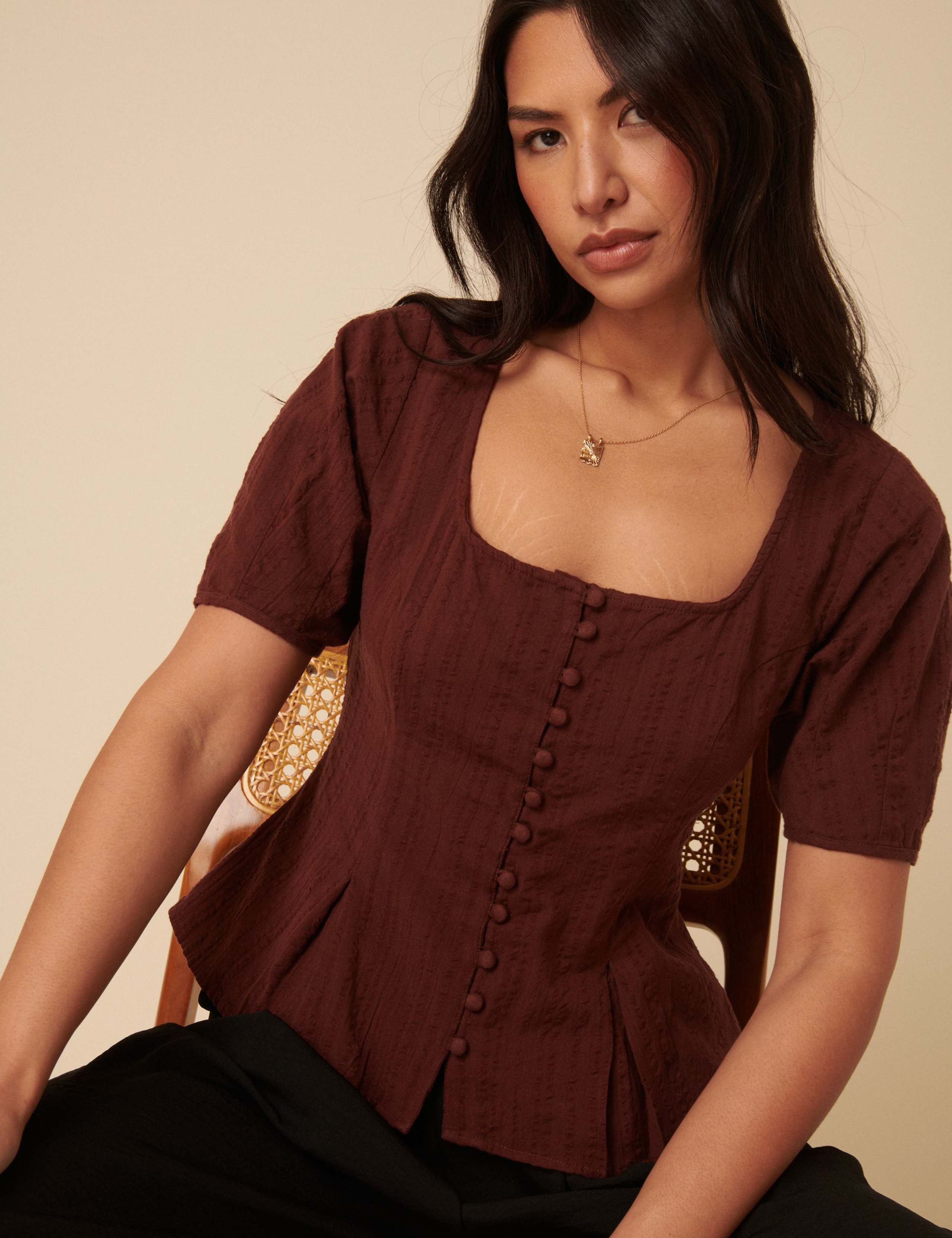 Cotton Fitted Short Sleeve Top