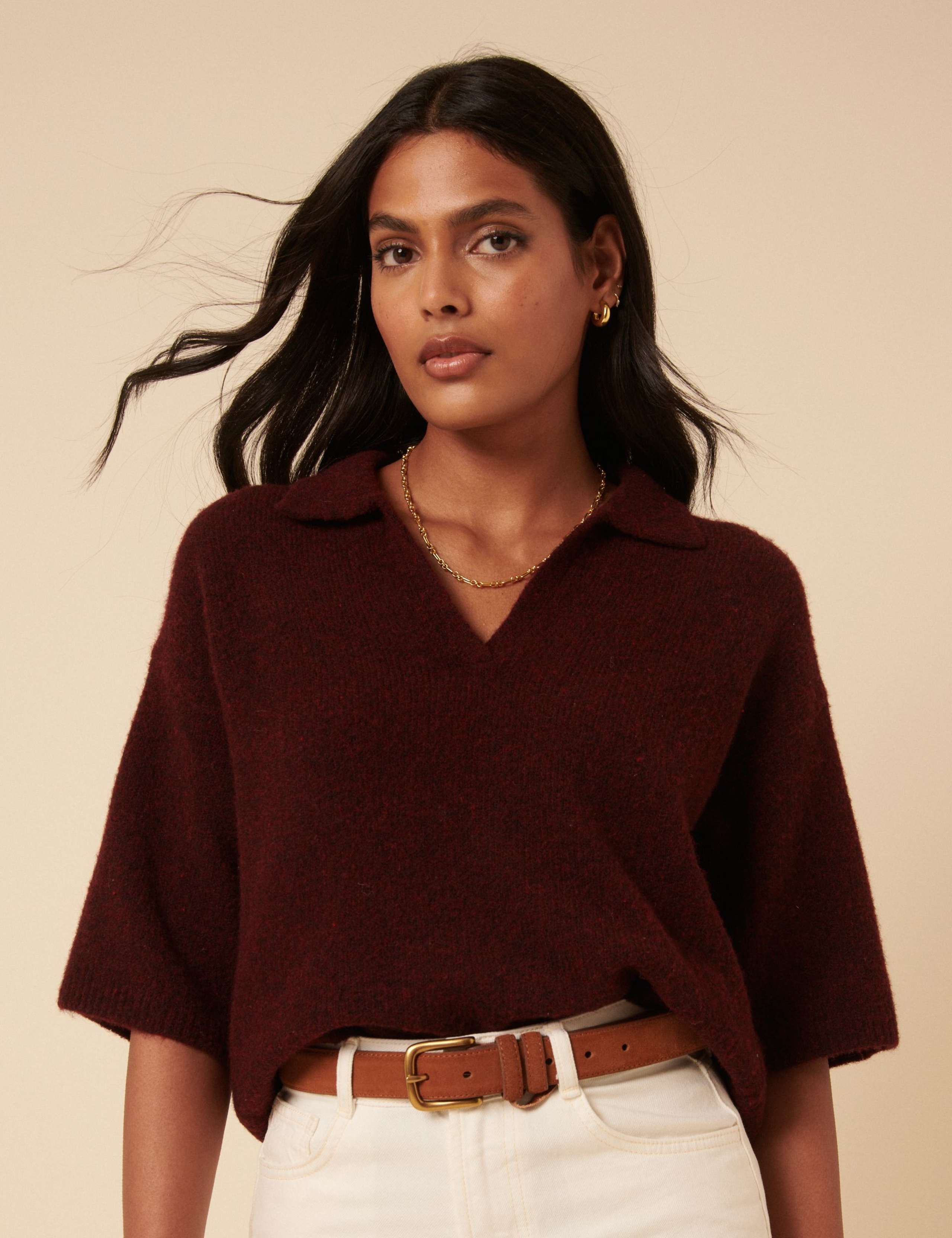 Open Collar Polo Knitted Tee