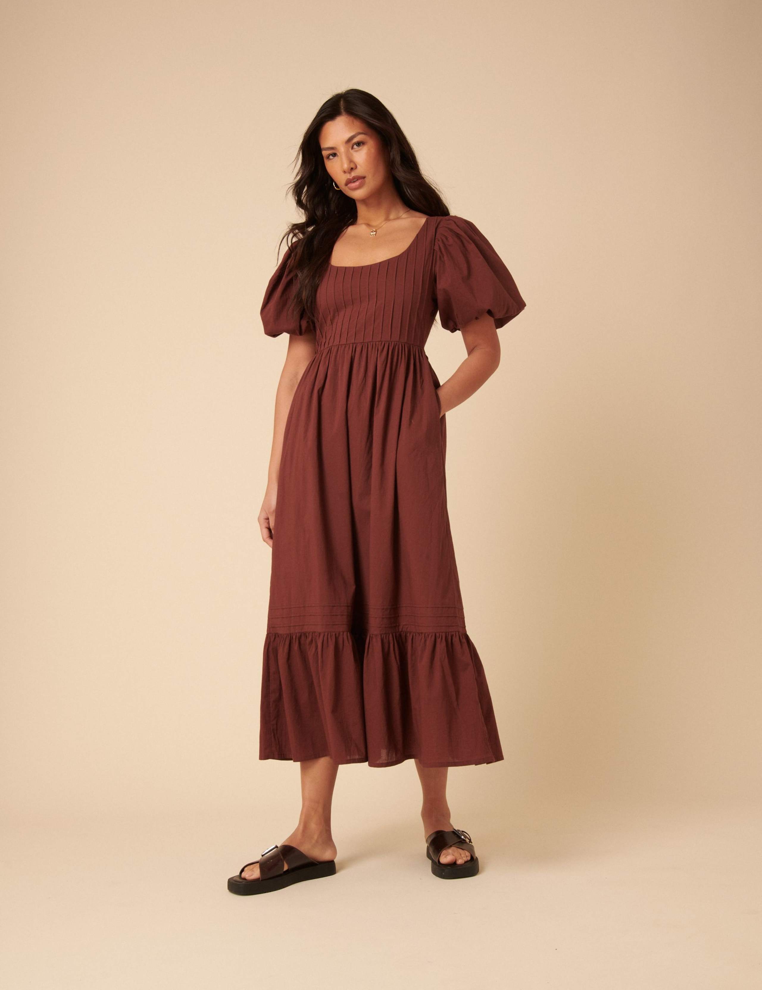Pure Cotton Midi Tiered Dress
