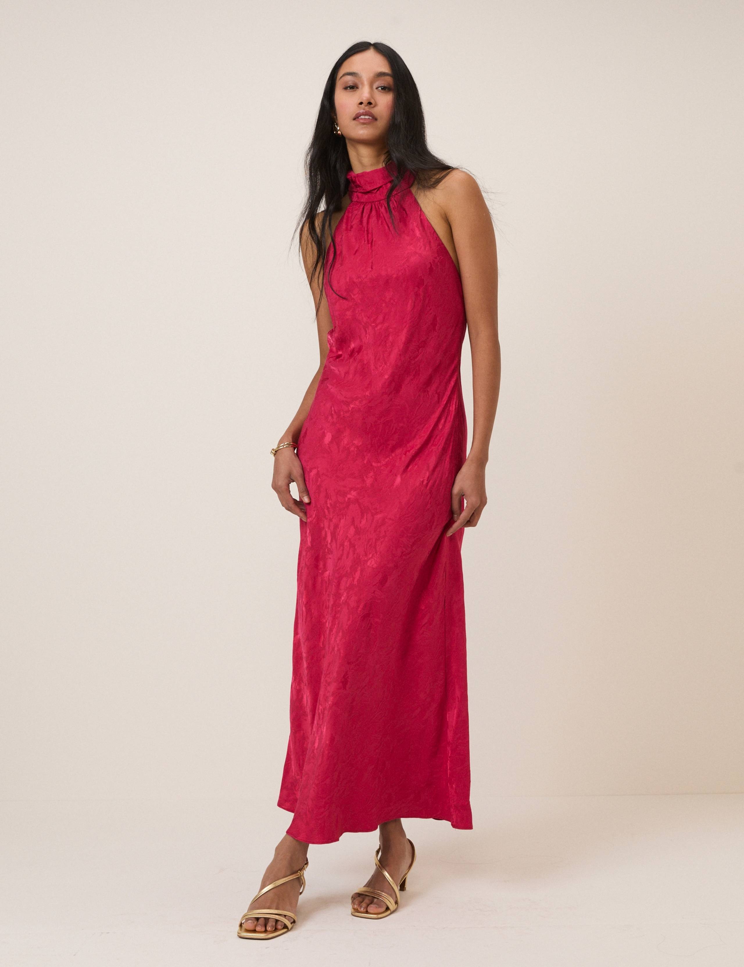 Satin Halter Neck Maxi Slip Dress