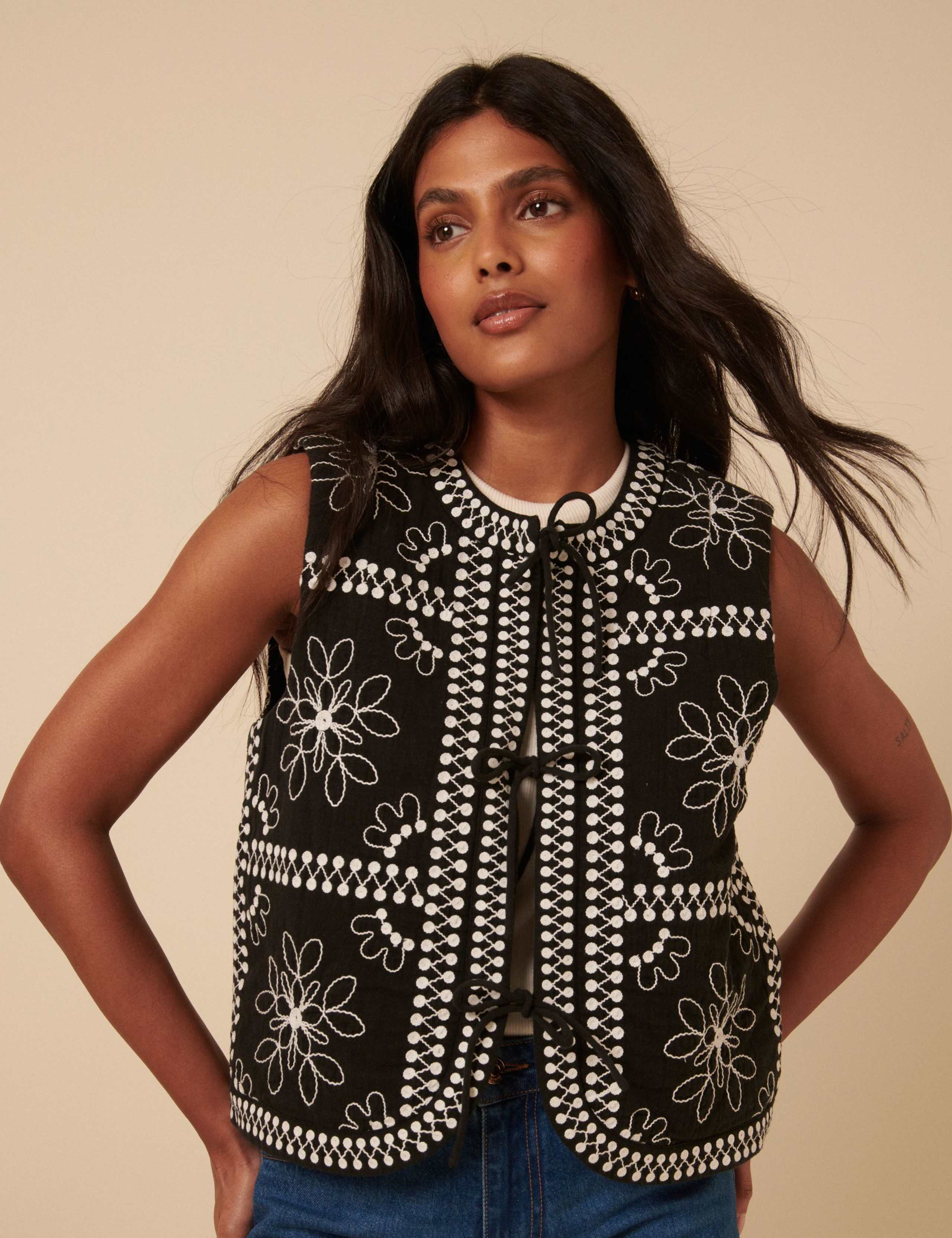 Pure Cotton Embroidered Gilet