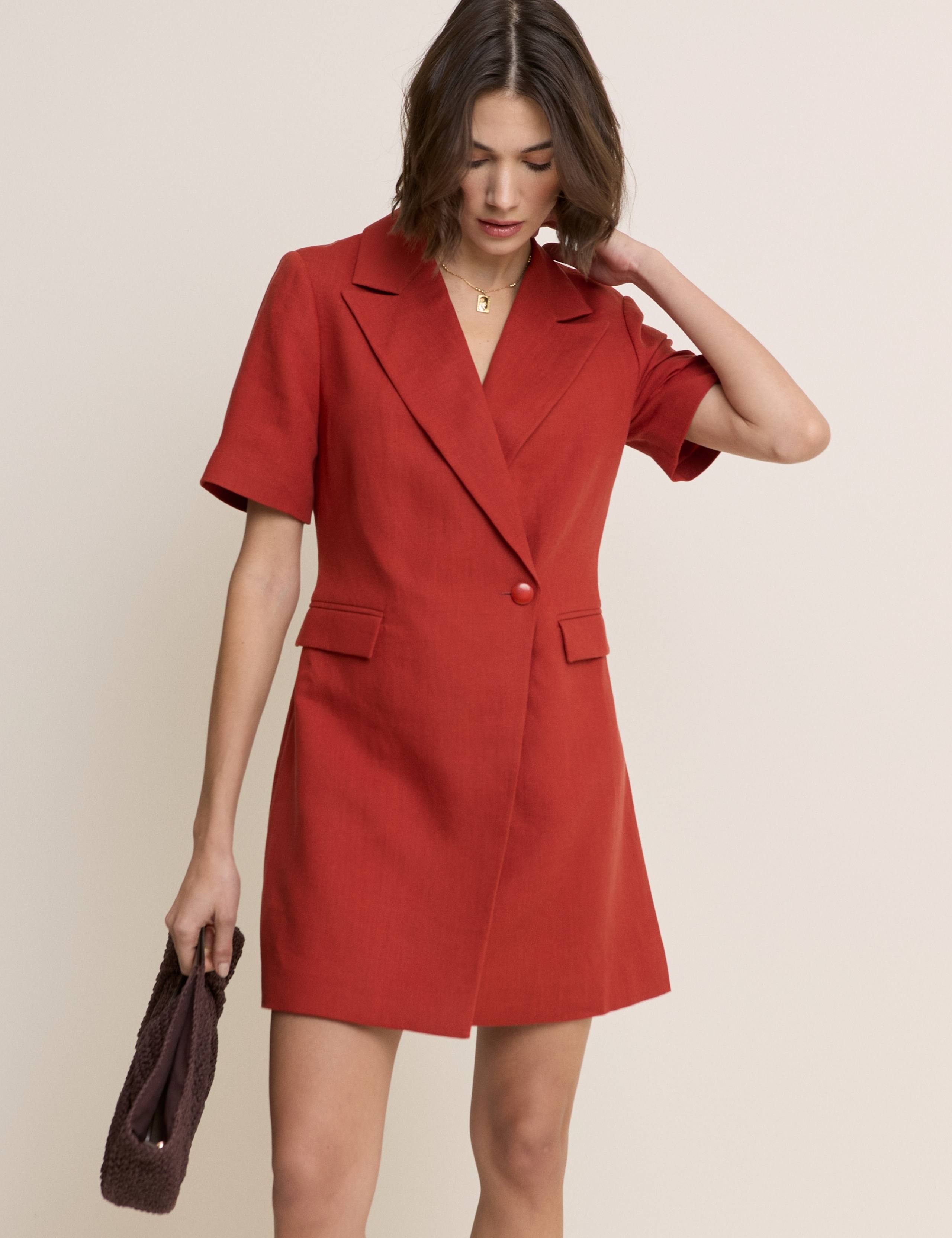Lyocell Rich Mini Tailored Dress with Linen