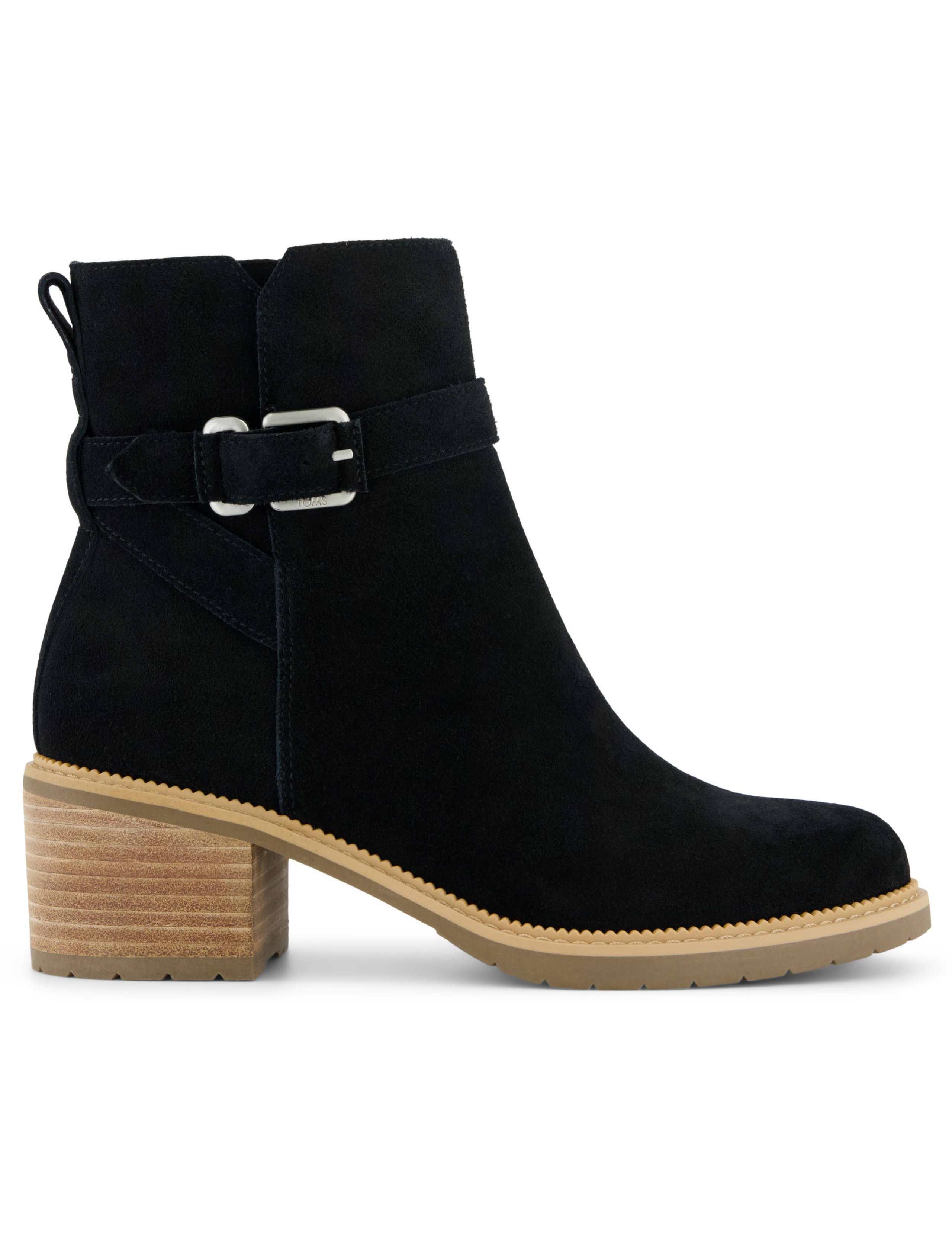 Leather Buckle Block Heel Ankle Boots