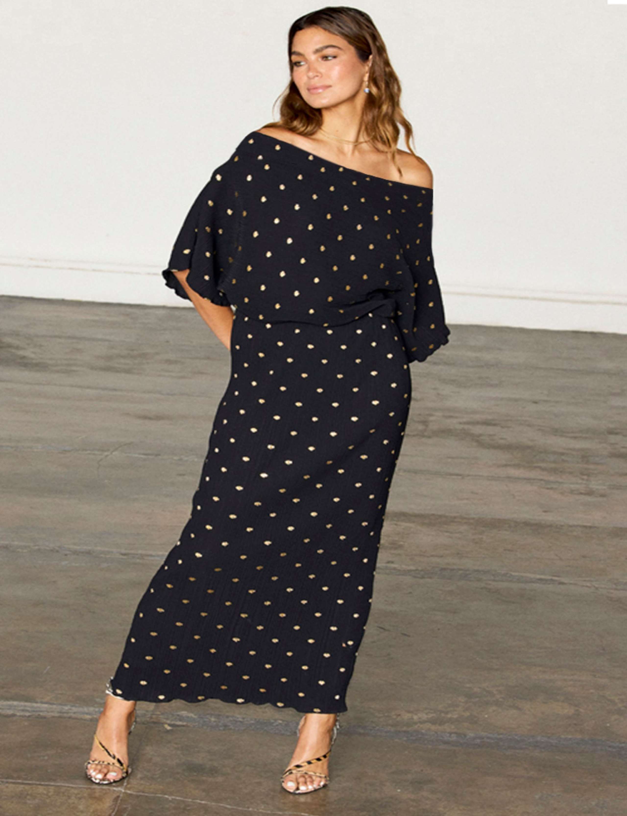 Plisse Printed Maxi Waisted Dress