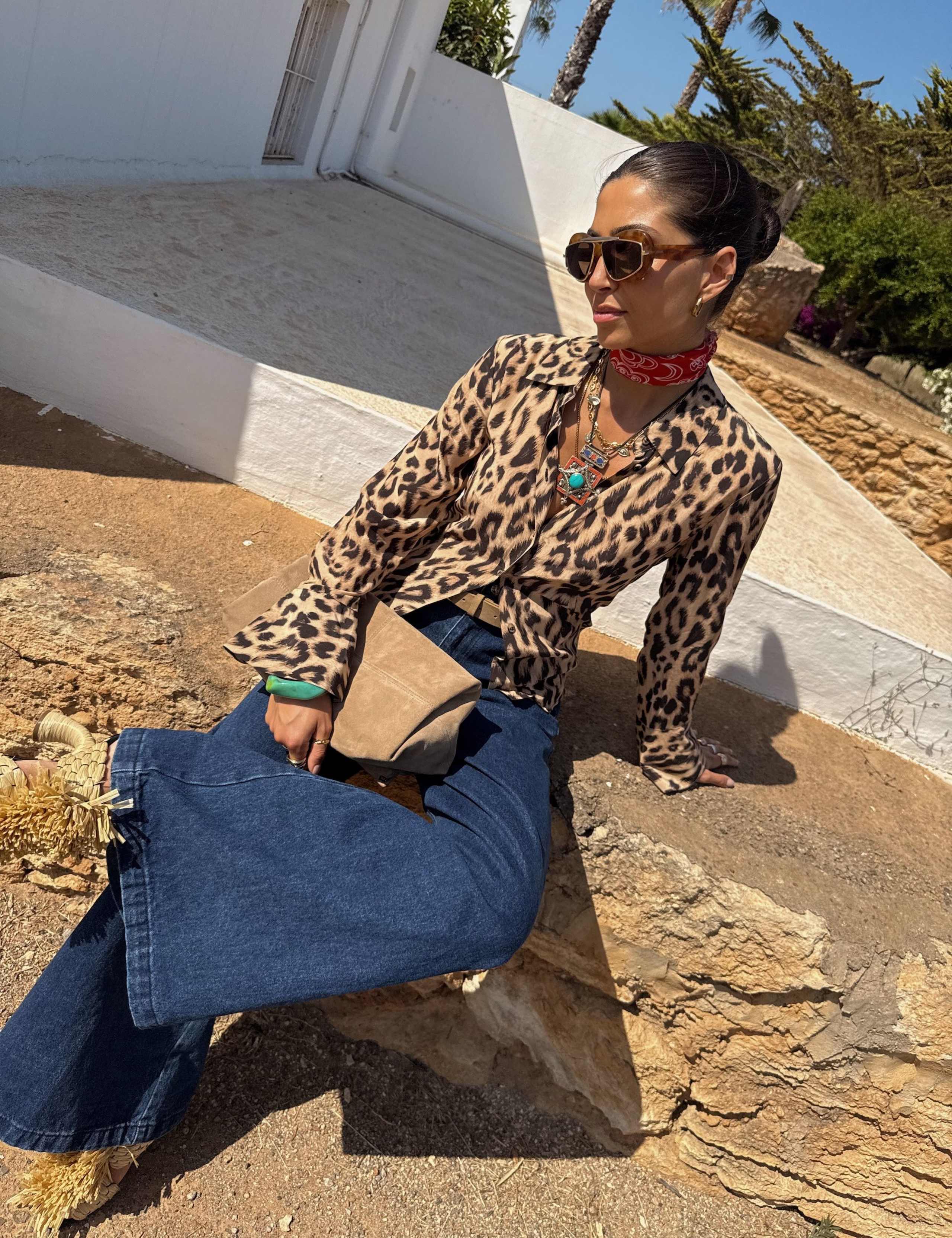 Leopard Print Collared Button Through Shirt