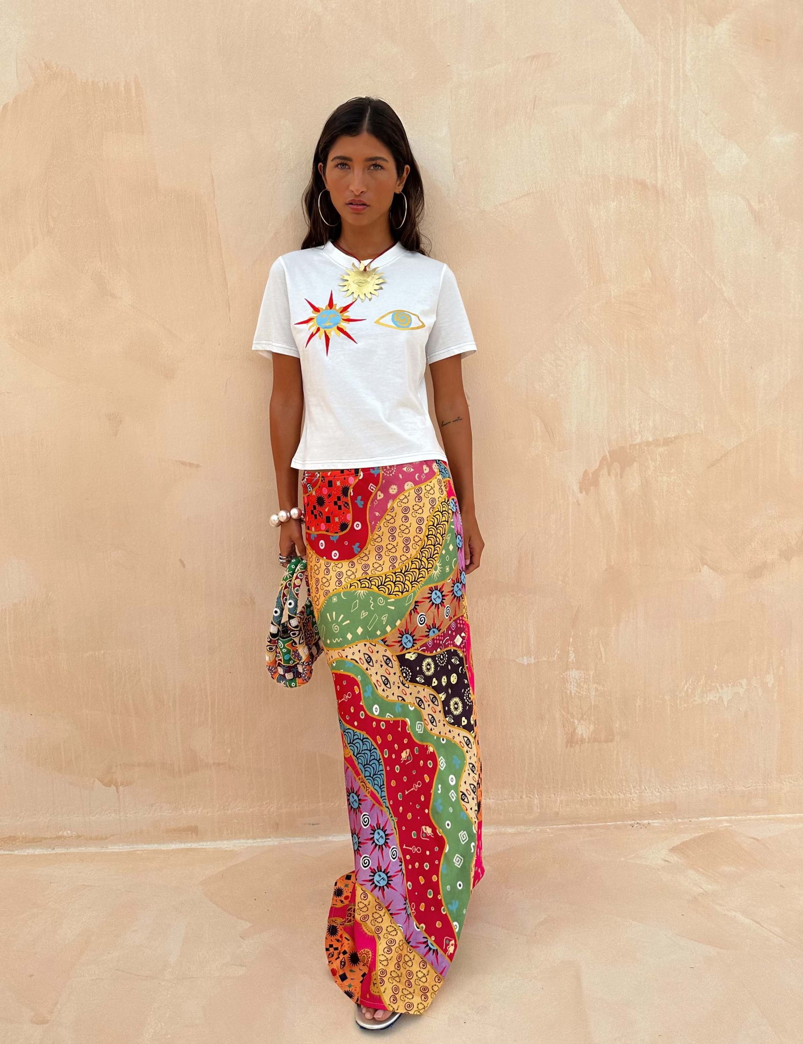 Printed Maxi Slip Skirt