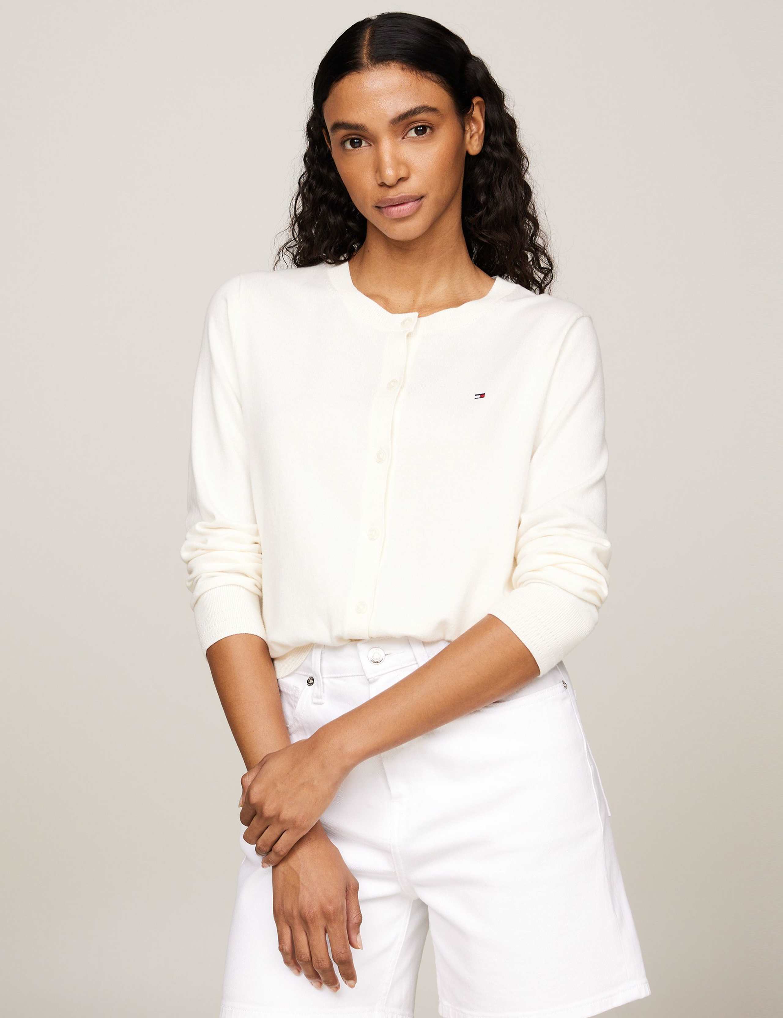 Cotton Rich Crew Neck Cardigan