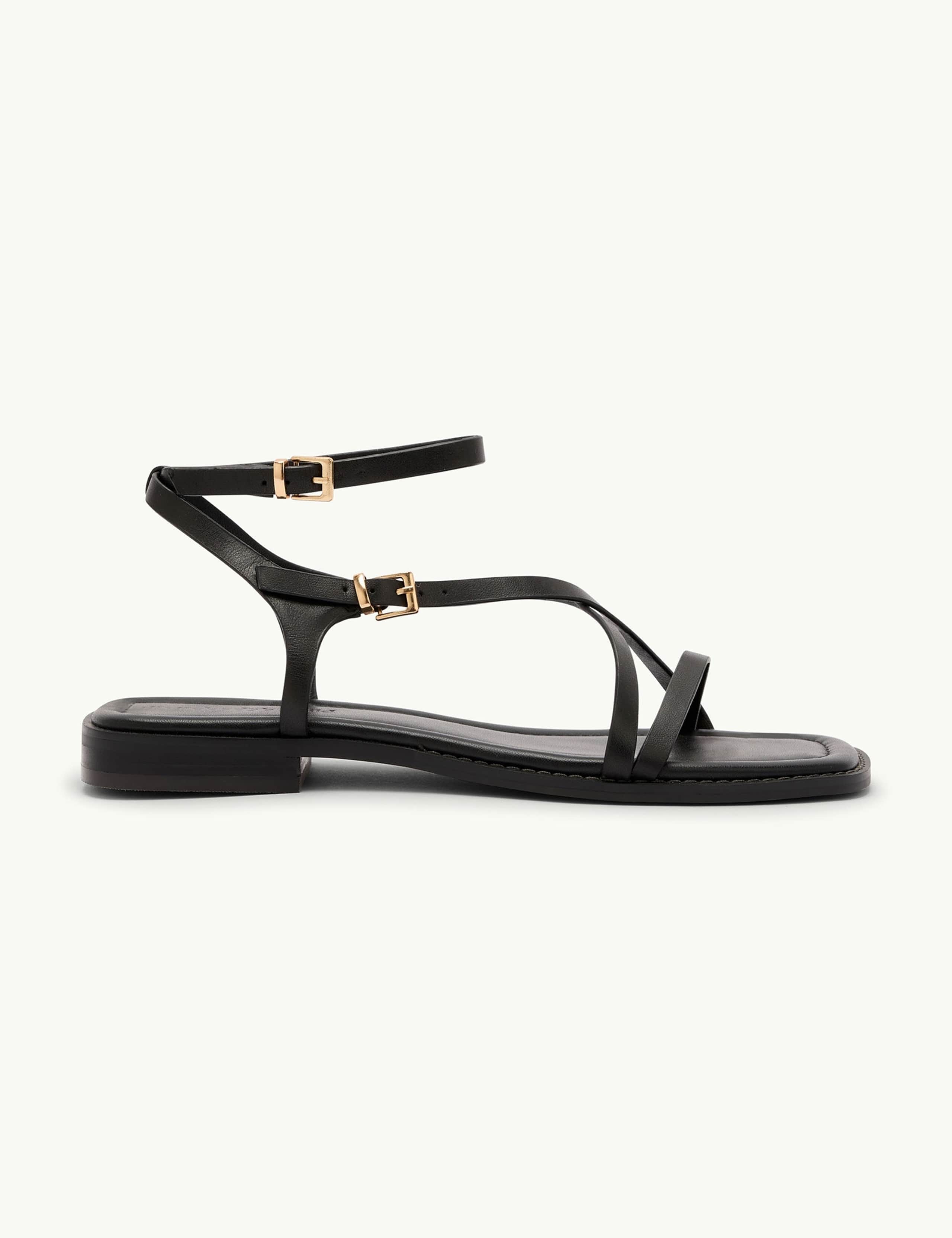 Leather Square Toe Strappy Sandals